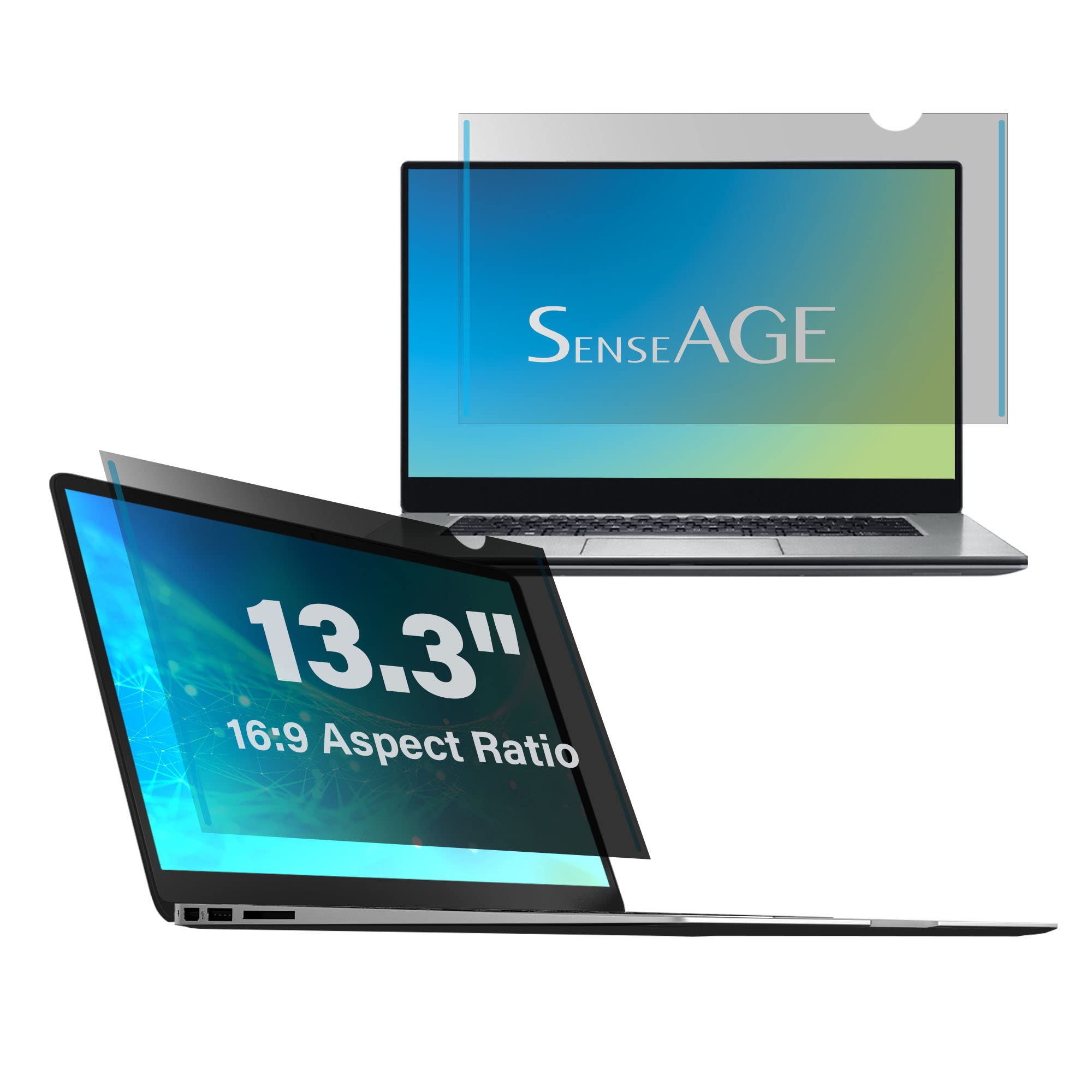Senseage 13.3 Inch 16:9 Widescreen Laptop Privacy Screen Filter For 60 Degree Privacy, Upgraded Anti Glare, Uv Light Reduction &