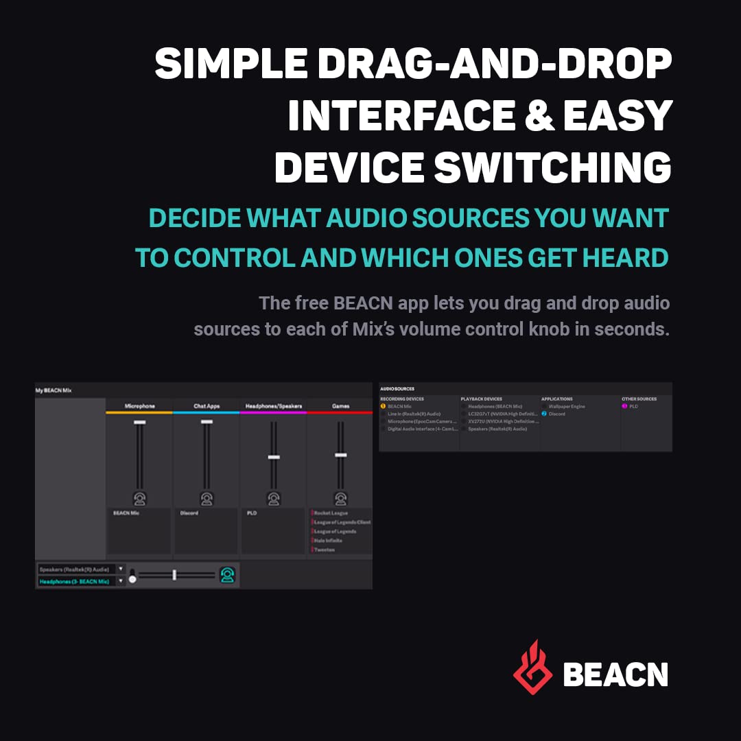 Beacn Mix - Usb C Windows Audio Controller With A Beautiful 5    Color Display And 4 Smooth Push-Button Encoders For Streaming,