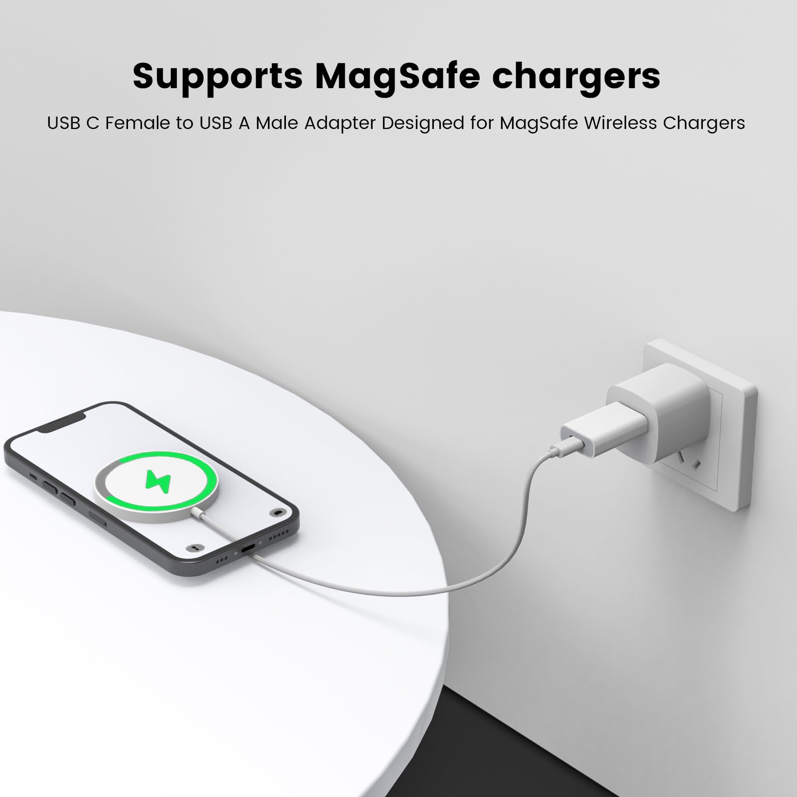 Moswag Usb To Usb C Adapter, Usb C Female To Usb Male Adapter Compatible With Apple Magsafe Watch 9/8/7/Se/Ultra, For Iphone 16 15 14 13 12 Mini Pro Max,Ipad,Galaxy Note,Pixel,Carplay,Wall Plug