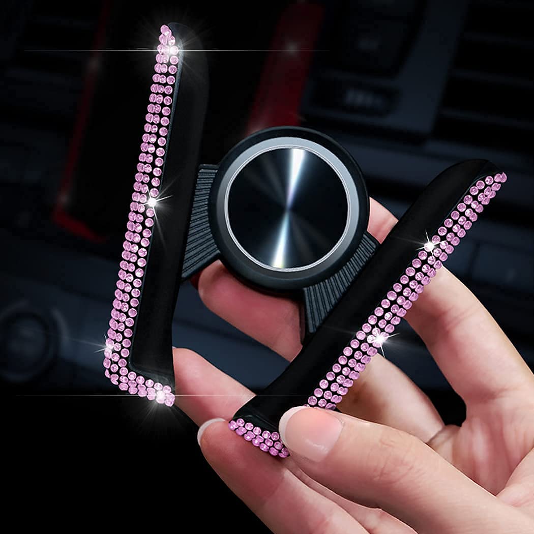Suncaraccl Bling Car Phone Holder, 360 Degrees Adjustable Crystal Auto Mount Holder For Dashboard,Windshield And Air Vent (Pink)