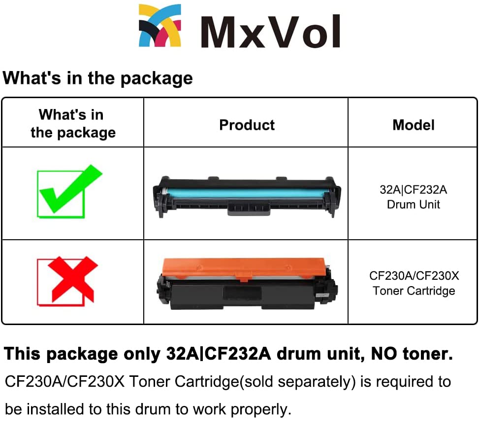 Mxvol Compatible Drum Unit Replacement For Hp 32A Cf232A Drum Yields Up To 23,000 Pages Use For Hp Laserjet Pro M148Dw M203Dw M2
