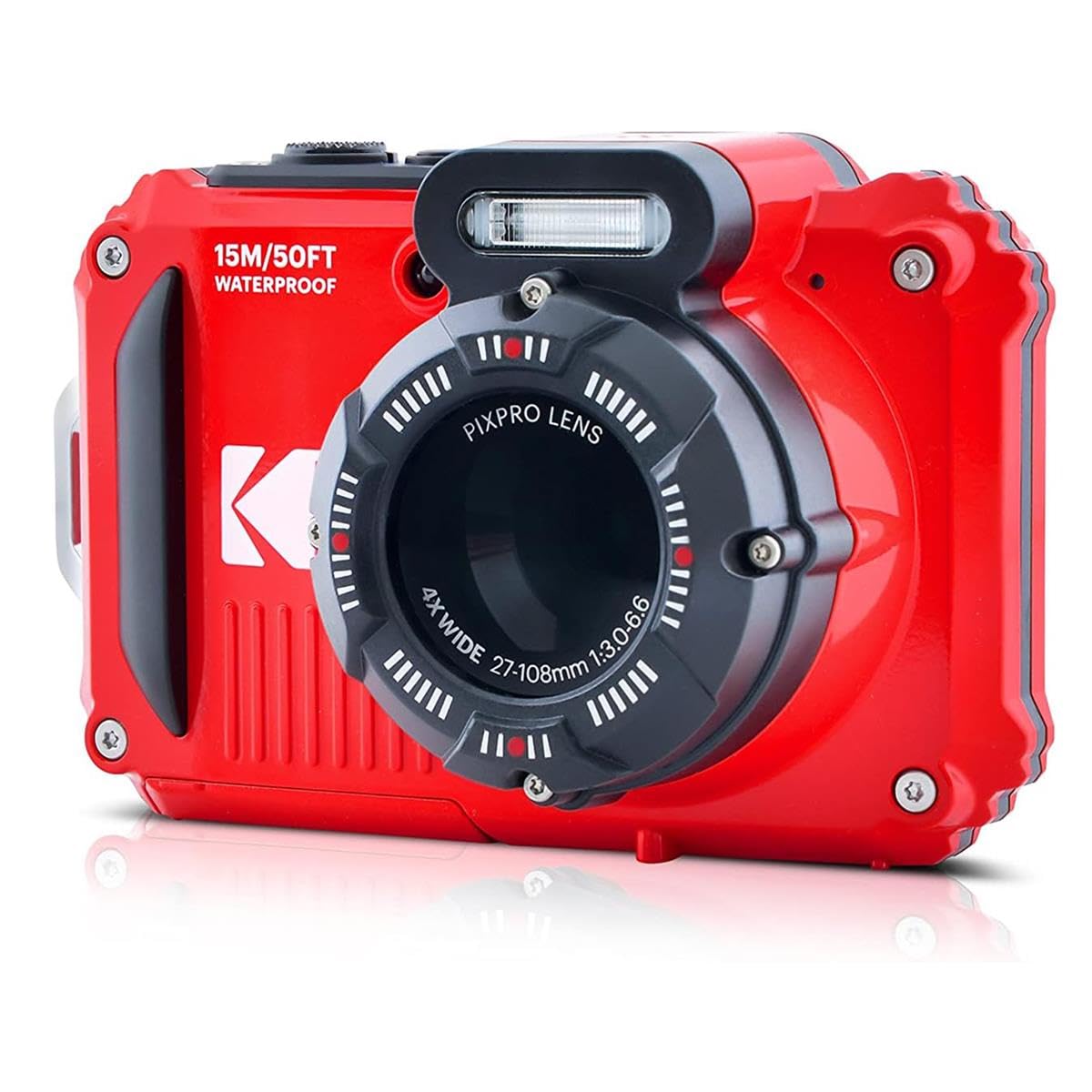 Kodak Pixpro Wpz2 Rugged Waterproof Digital Camera 16Mp 4X Optical Zoom 2.7 Lcd Full Hd Video, Red