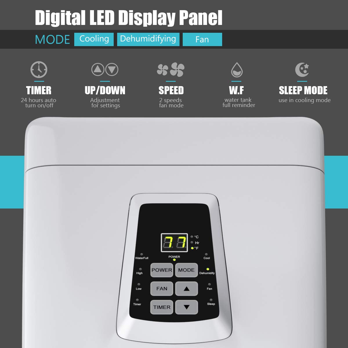 Costway Ashrae 8000 Btu Portable Air Conditioner With Remote Control, Energy Efficient For Rooms Up To 400 Sq. Ft, Cooling, Dehu