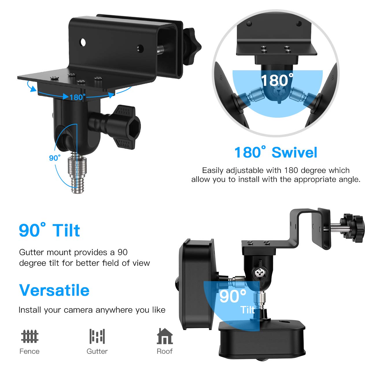 Holaca Wall Mount Bracket For Blink Outdoor Camera, Black, No Tools