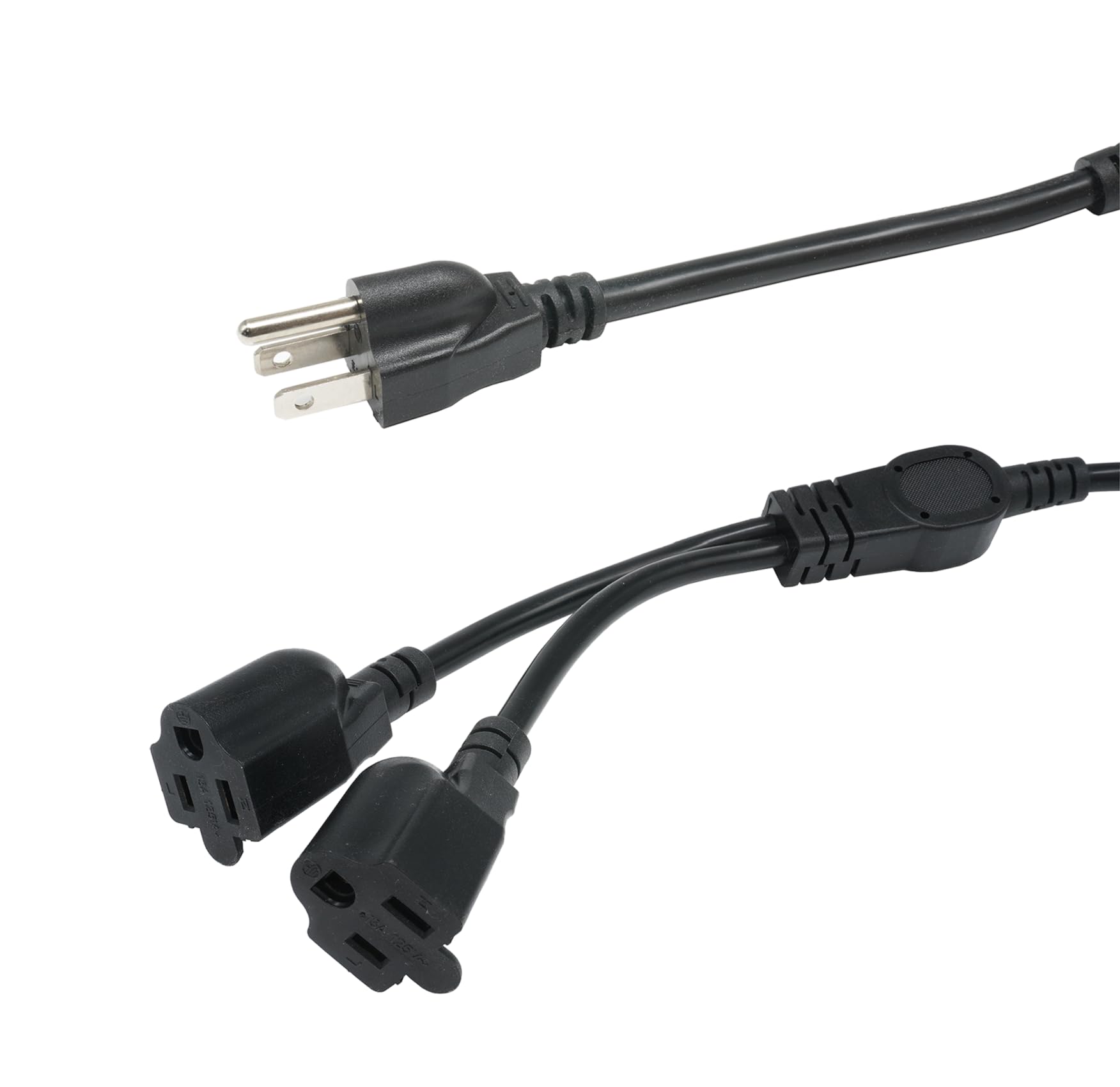 1.5 Ft Extension Cord Splitter 1 To 2, 3 Prong Indoor Power Outlet Splitter, 16Awg Cable Wire Extender Space Saver For Halloween