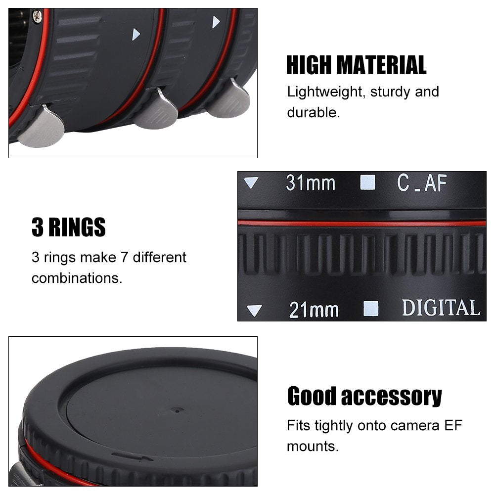 Tosuny Metal Auto Focus Macro Extension Tube Set for EF Mount