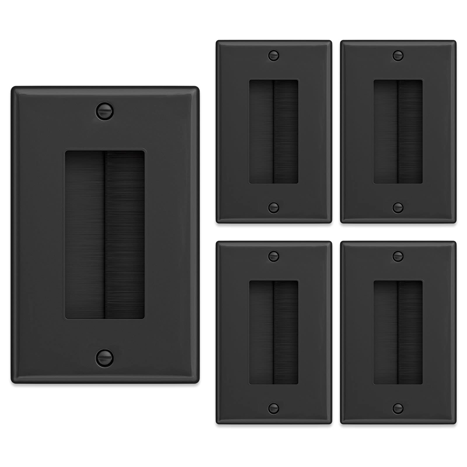 Iwillink Brush Wall Plate (5 Pack), Cable Pass Through Insert For Wires, Single Gang Cable Access Strap, Wall Socket For Hdtv, H