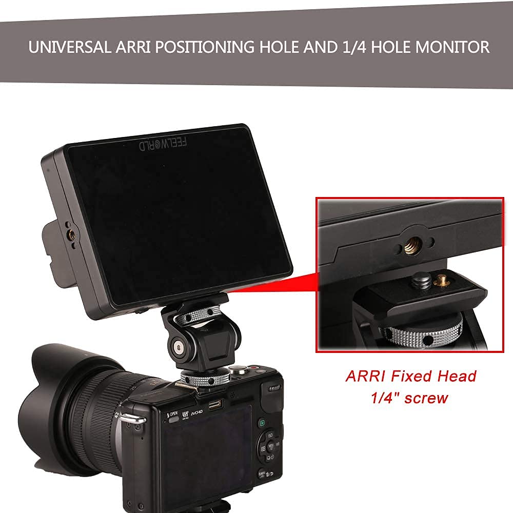 Dslr Camera Field Monitor Mount Holder With Cold Shoe For 5 Inch And 7 Inch Monitor, Swivel 360 And 180 Tilt For Video Shooting