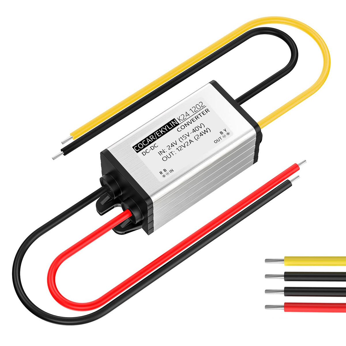 Truck Dc 24V To 12V Step Down Converter Reducer Regulator 2A 24W Power Supply Adapter For Auto Car Vehicle Boat Solar System Etc.(Accept Dc15 40V Inputs)