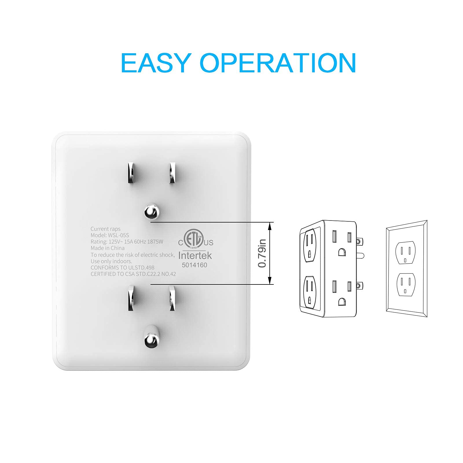 Outlet Extender, Hicity Multi Plug Outlet With 6 Electrical Outlets Adapter, 3 Prong Wall Outlet Tap For Cruise Ship Home Office
