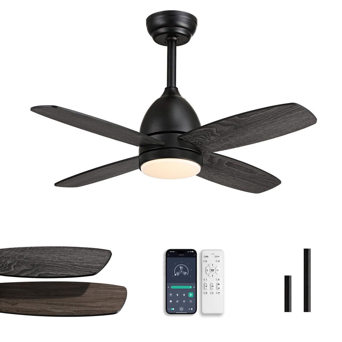 Snz Ceiling Fans With Lights And Remote, 38 In Low Profile Ceiling Fan With Quiet Reversible Dc Motor, 6 Speed, Dimmable 3 Color