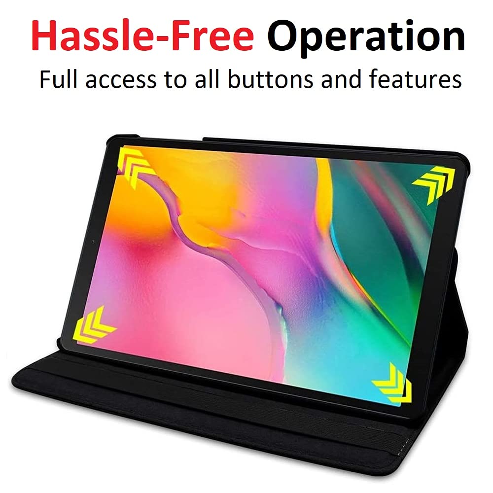 Vultic Rotating Case For Samsung Galaxy Tab A 10.1 2019 [T510/T515], 360 Degree Stand [Auto Sleep/Wake] Flip Leather Smart Tablet Cover (Hot Pink)