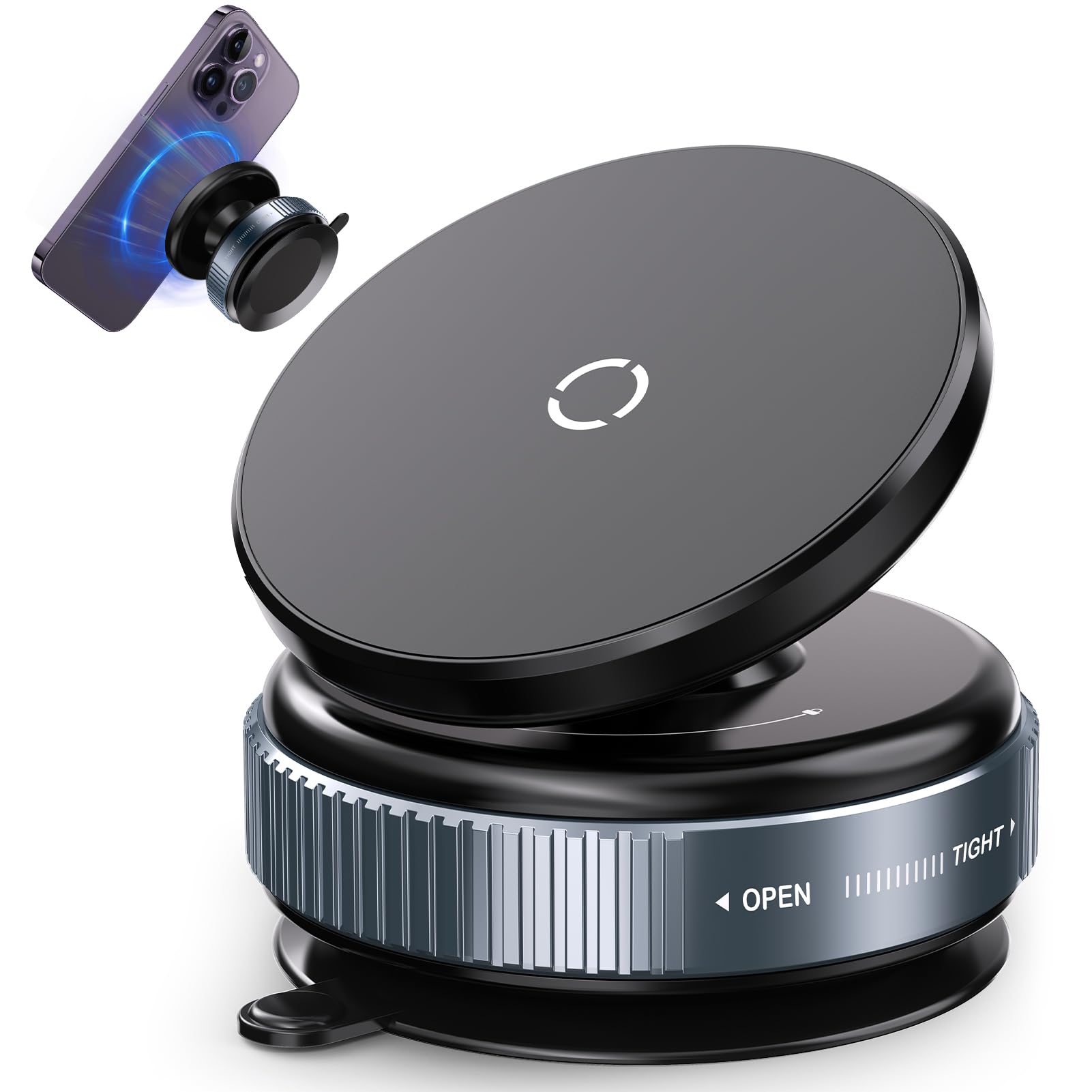 Jikasho 360 Vacuum Magnetic Suction Cup Phone Mount, Adjustable Hands-Free Suction Cup Phone Holder For Car/Gym/Mirror/Smooth Su