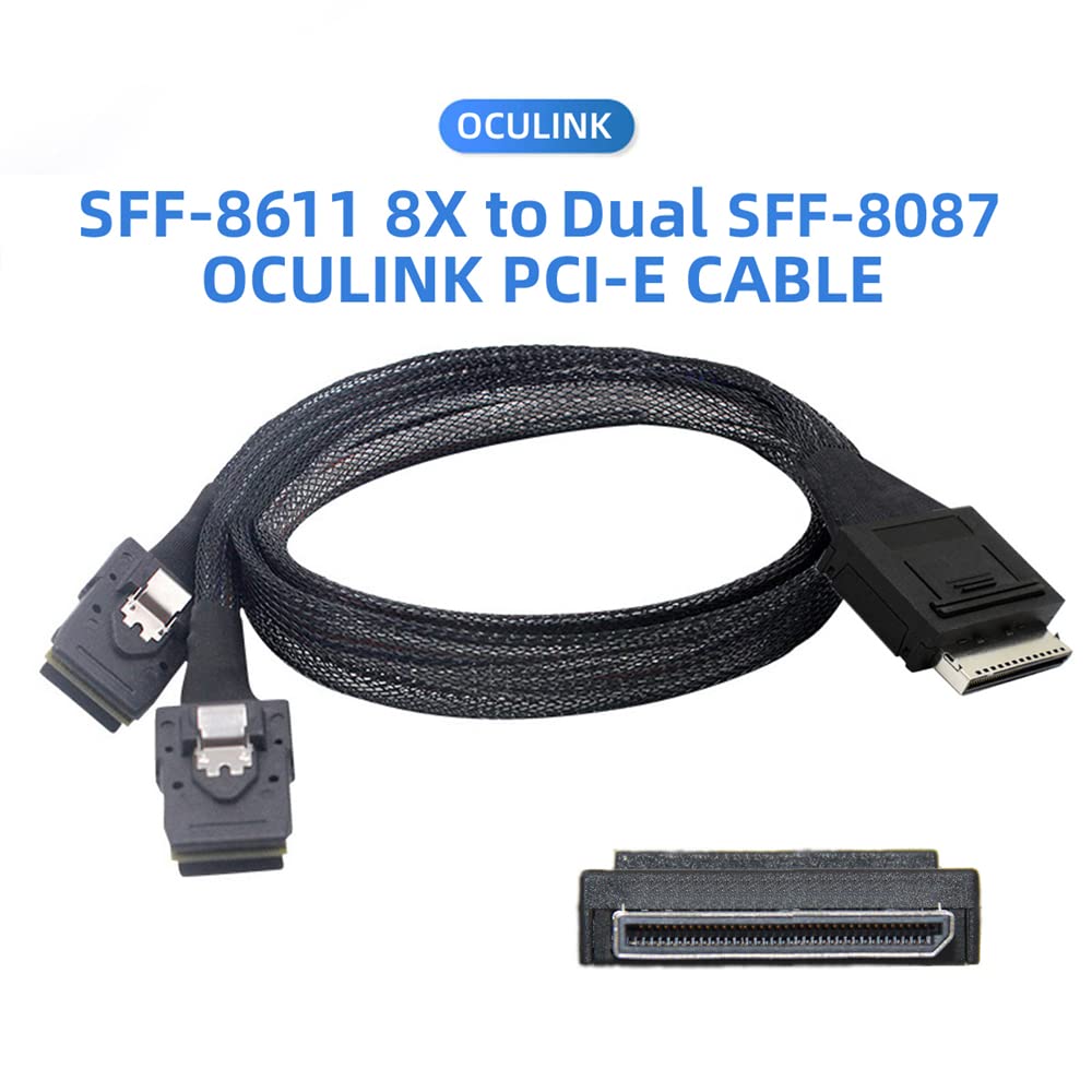 Cablecc 50Cm Oculink Pcie Pci Express Sff 8611 8X 8 Lane To Dual Sff 8087 4X Ssd Data Active Cable