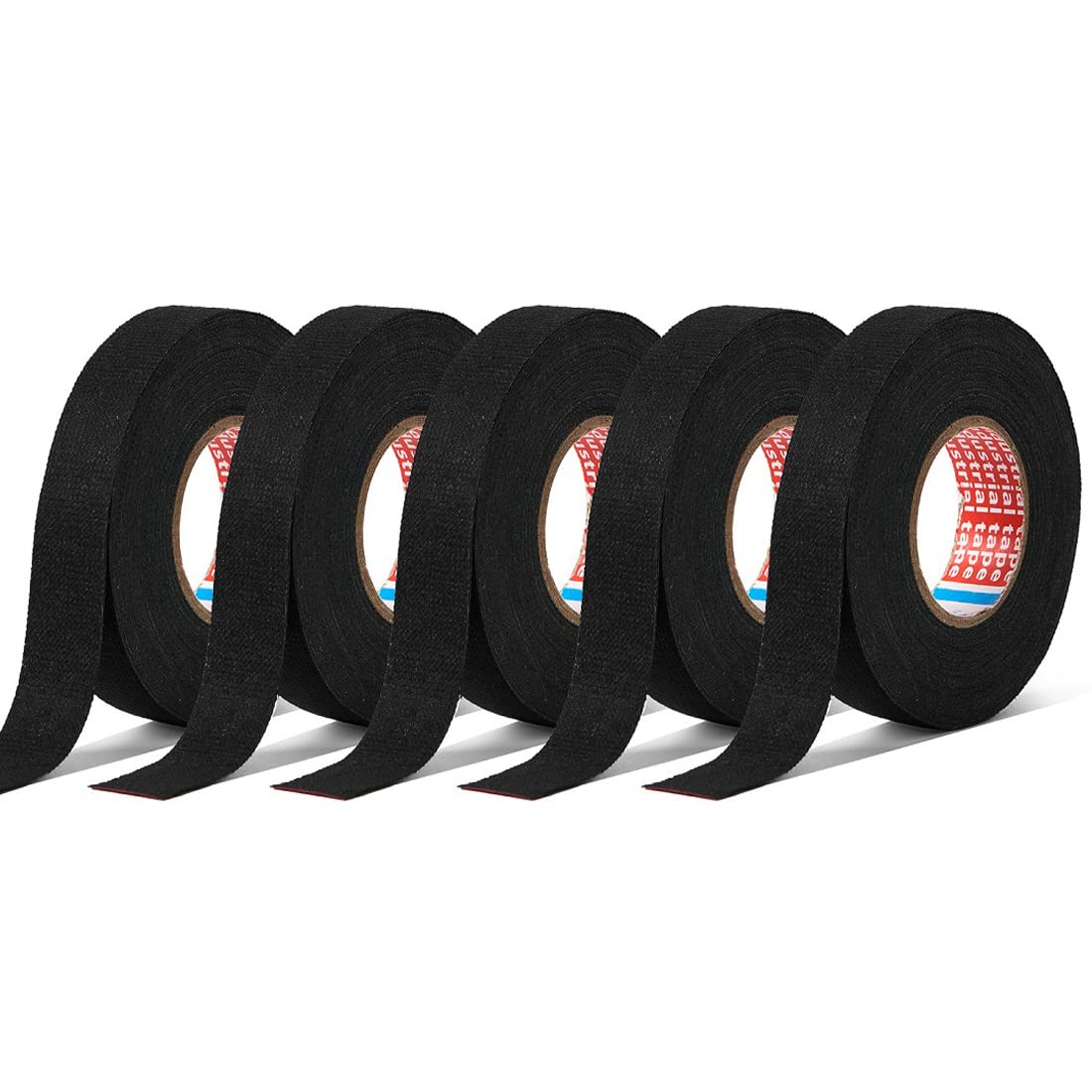 Qttech 5 Rolls Wire Harness Cloth Tape, Speaker Wiring Harness Cloth Tape, Black Adhesive Fabric Tape For Automobile Electrical