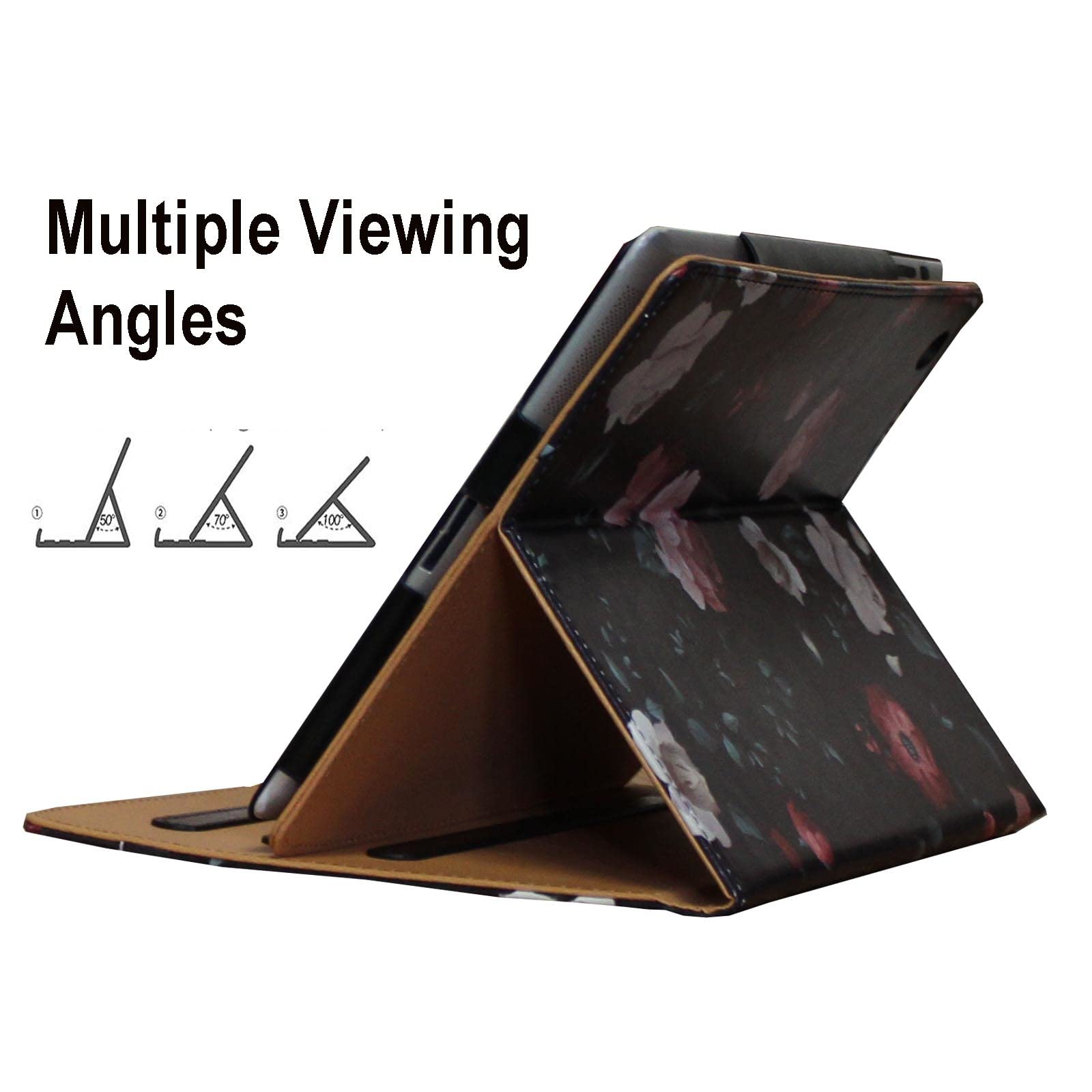 Jytrend Case For Ipad Air 11 Inch 6Th Gen(M2 2024) /10.9 Air 5Th /Air 4Th Generation, Folio Stand Magnetic Smart Cover With Pocket For Ipad Air 6/5/4 A2902 A2903 A2588 A2589 A2316 A2324(Black Flower)