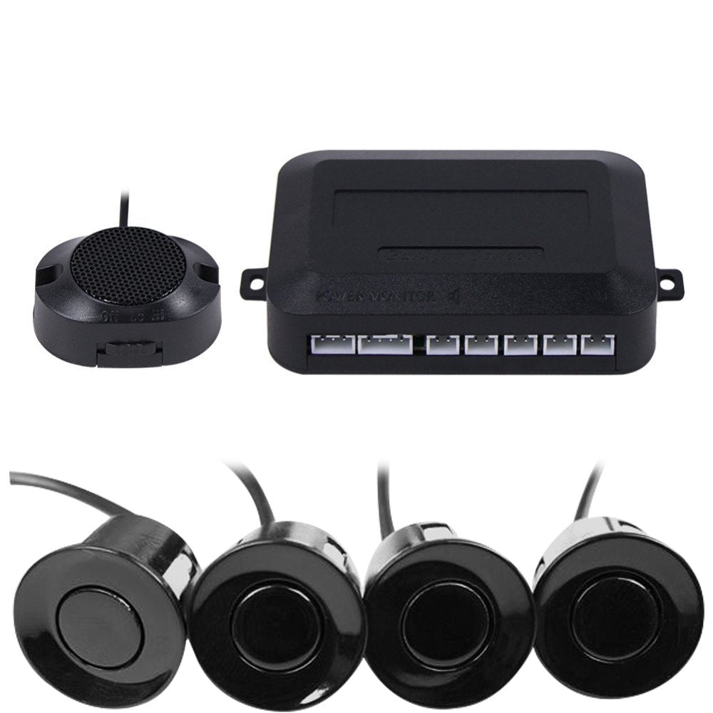 Frostory Car Reverse Backup Parking Sensor Radar System, Buzzer Beeps, Detection Distance:30~150Cm, Waterproof Sensors (22Mm Diameter 2.3M Cable) 4 Packs X60D (Black)