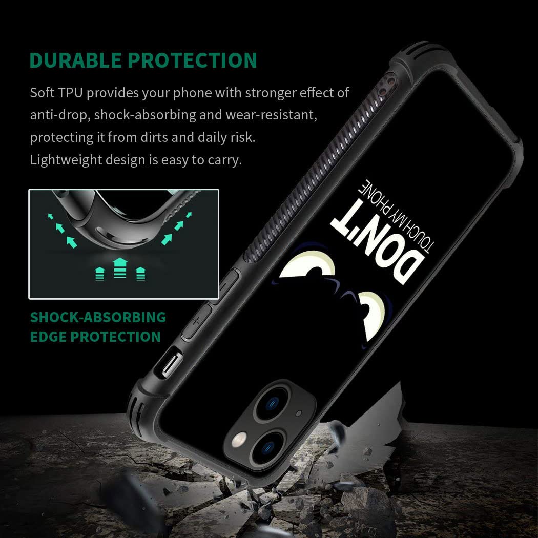 ZHEGAILIAN iPhone 14 Case Tempered Glass Back TPU Shock Protective "Dont Touch My Phone" Design