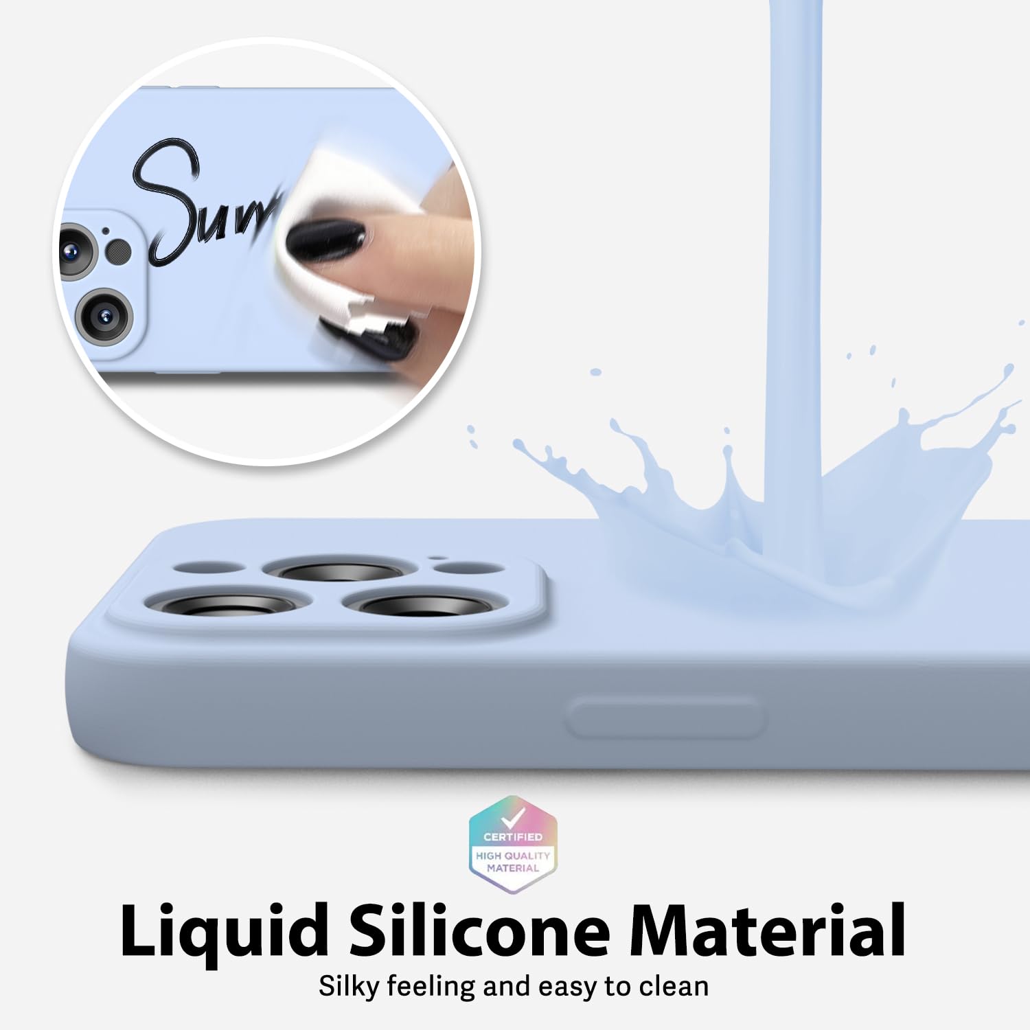 Oakxco For Iphone 15 Pro Max Phone Case Phone Case Liquid Silicone, Thin Slim Soft Rubber Gel Tpu Plain Simple Cover For Women G