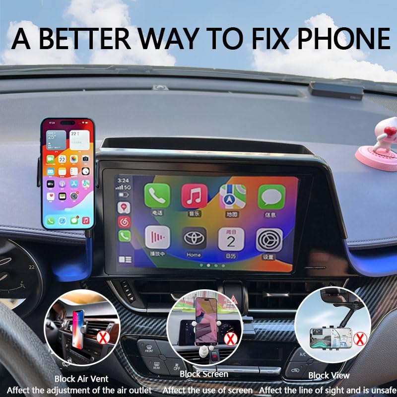 Juborre Car Phone Holder For 2019-2022 Toyota Chr C-Hr Accessories,Phone Mount With Dash Organizer For Chr With 8-Inch Screen,Ha