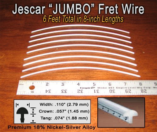 Guitar/Bass Fret Wire   Widest/Highest Jumbo Size Nickel Silver   Six Feet