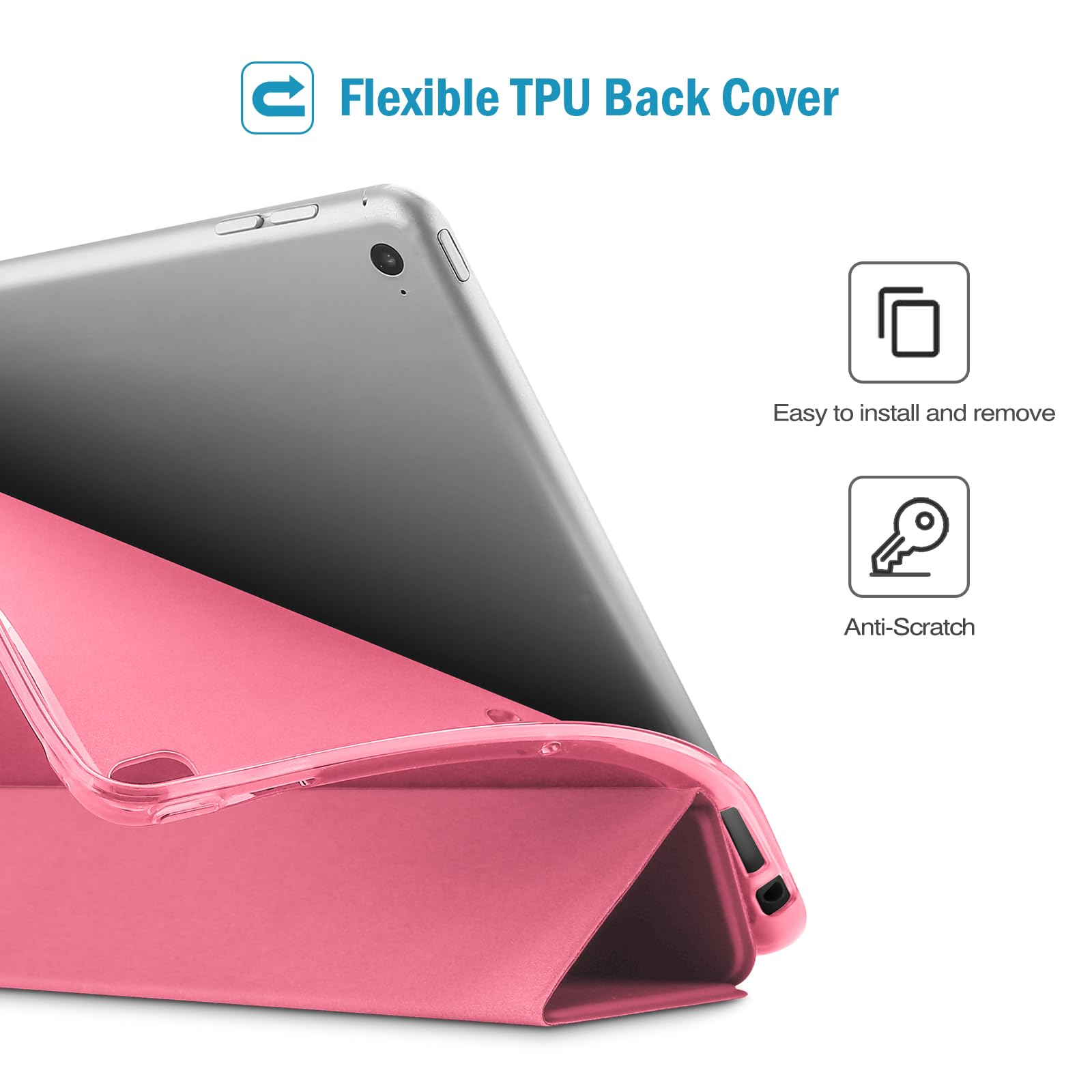 Procase Smart Case For Ipad 9.7 Inch Ipad 6Th 5Th Generation Cases, Ipad Air 2, Ipad Air Case, Slim Soft Tpu Cover Stand Smart Case For Ipad 9.7 2018 2017 Model Ipad Air 2 Air 1  Melonpink