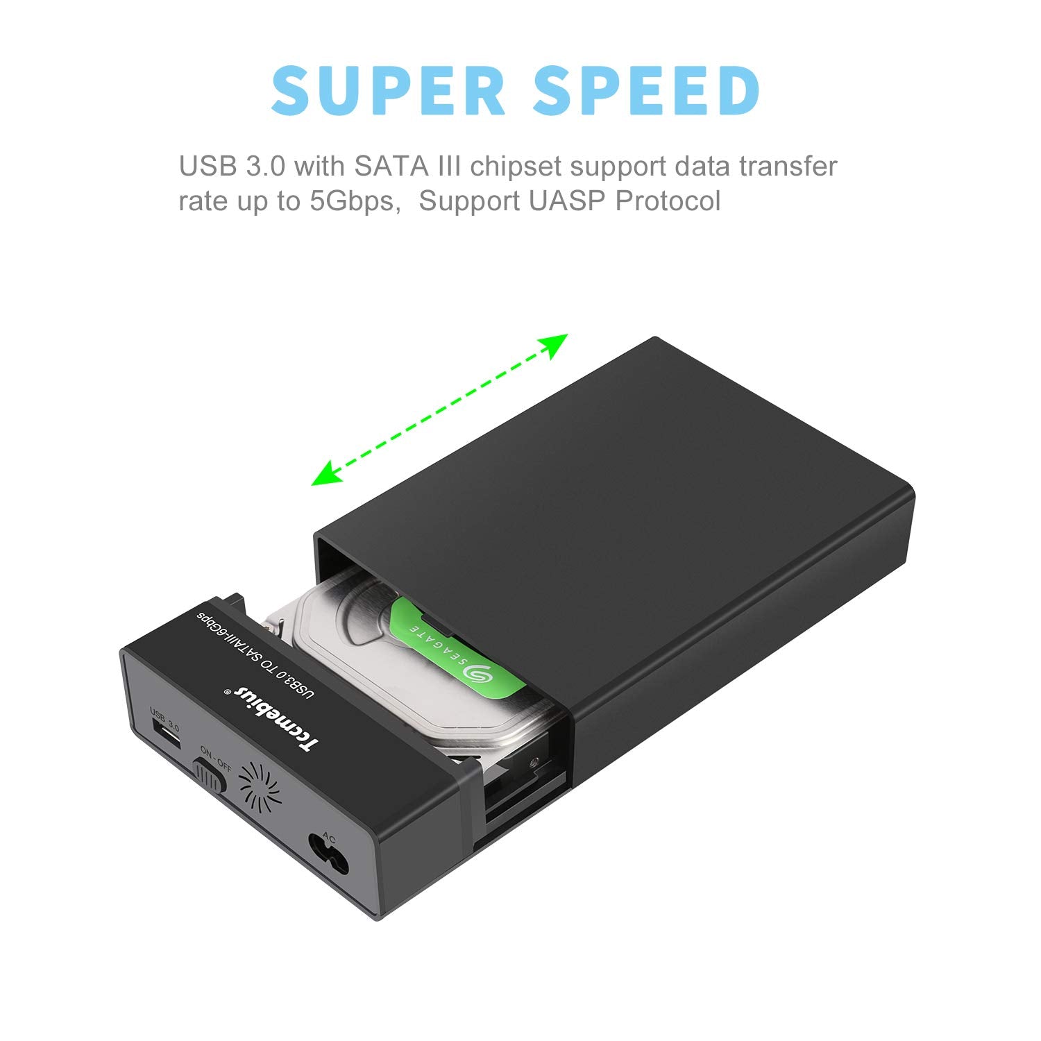 Tccmebius External Hard Drive Enclosure Usb 3.0 To Sata Docking Station For 2.5 3.5 Inch Sata I/Ii/Iii Hdd Ssd With Usb A/C Cable, Up To 20Tb, Support Uasp Automatic Sleep Function, Tool Free (Tcc S8)