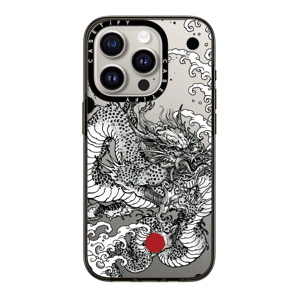 Casetify Compact Iphone 15 Pro Case [2X Military Grade Drop Tested / 4Ft Drop Protection]   Power Dragon By Gabe Shum   Clear Bl