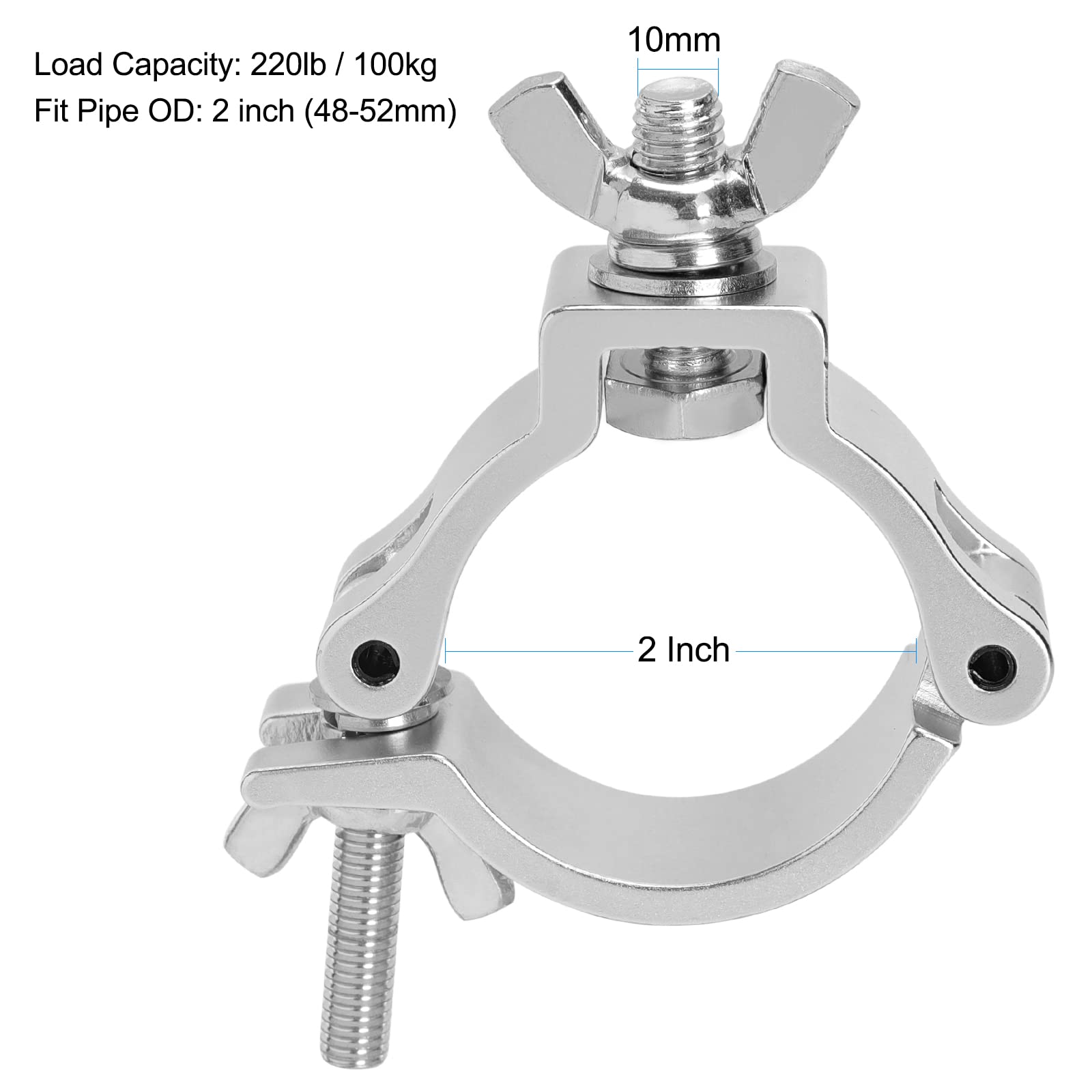 Worldlite Tuv Truss Clamp, 10Pcs 2 Inch Premium Aluminum Stage Lights Truss O Clamps, Led Par Light Moving Head Stage Lighting C