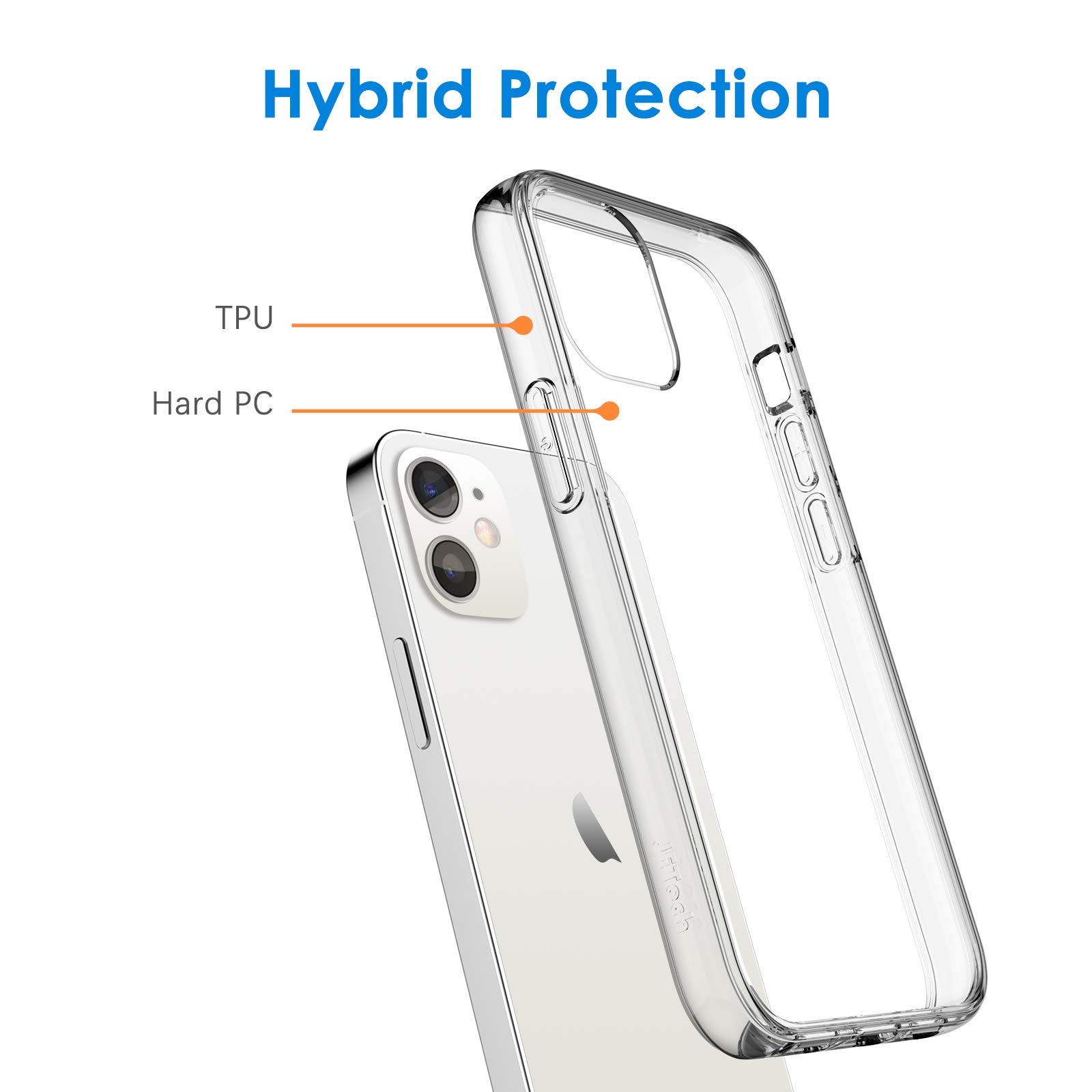 Jetech Case For Iphone 12/12 Pro 6.1 Inch, Non Yellowing Shockproof Phone Bumper Cover, Anti Scratch Clear Back (Hd Clear)