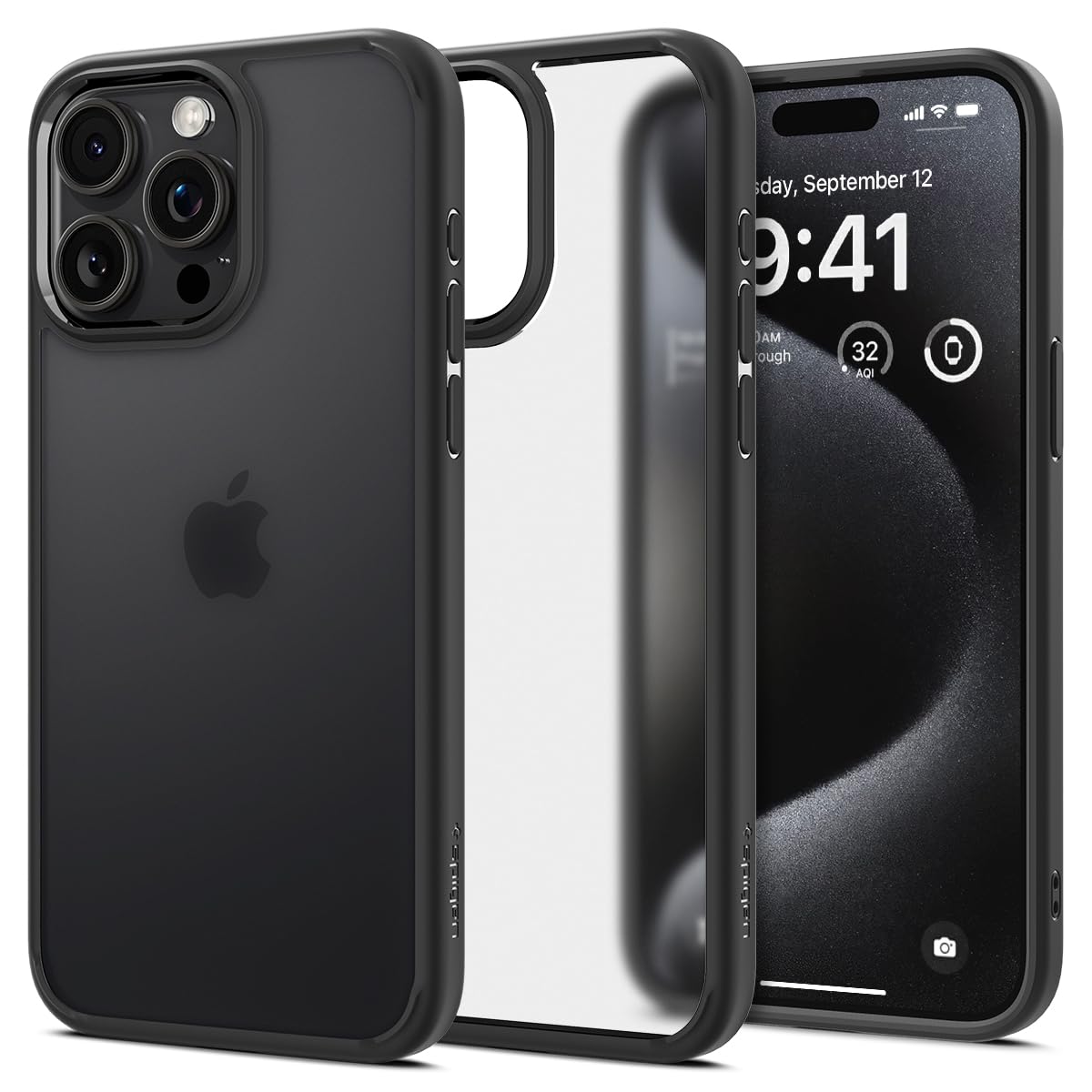 Spigen Ultra Hybrid Designed For Iphone 15 Pro Max Case (2023) [Anti Yellowing], [Military Grade Protection]   Frost Black