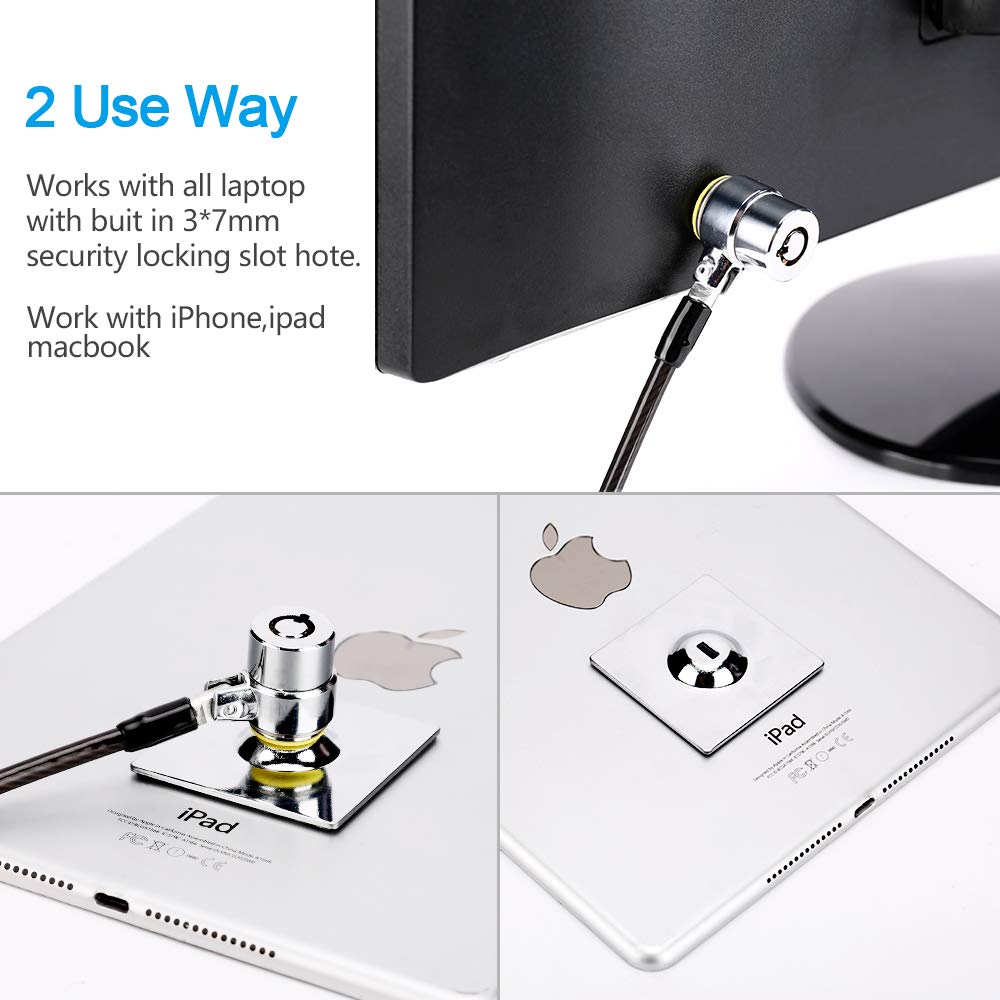 Loradar 5Pack Laptop Cable Lock Hardware Security Cable Lock Anti Theft 5Keys 6.7Ft Compatible For Tablet Laptops, Imac,Out Door