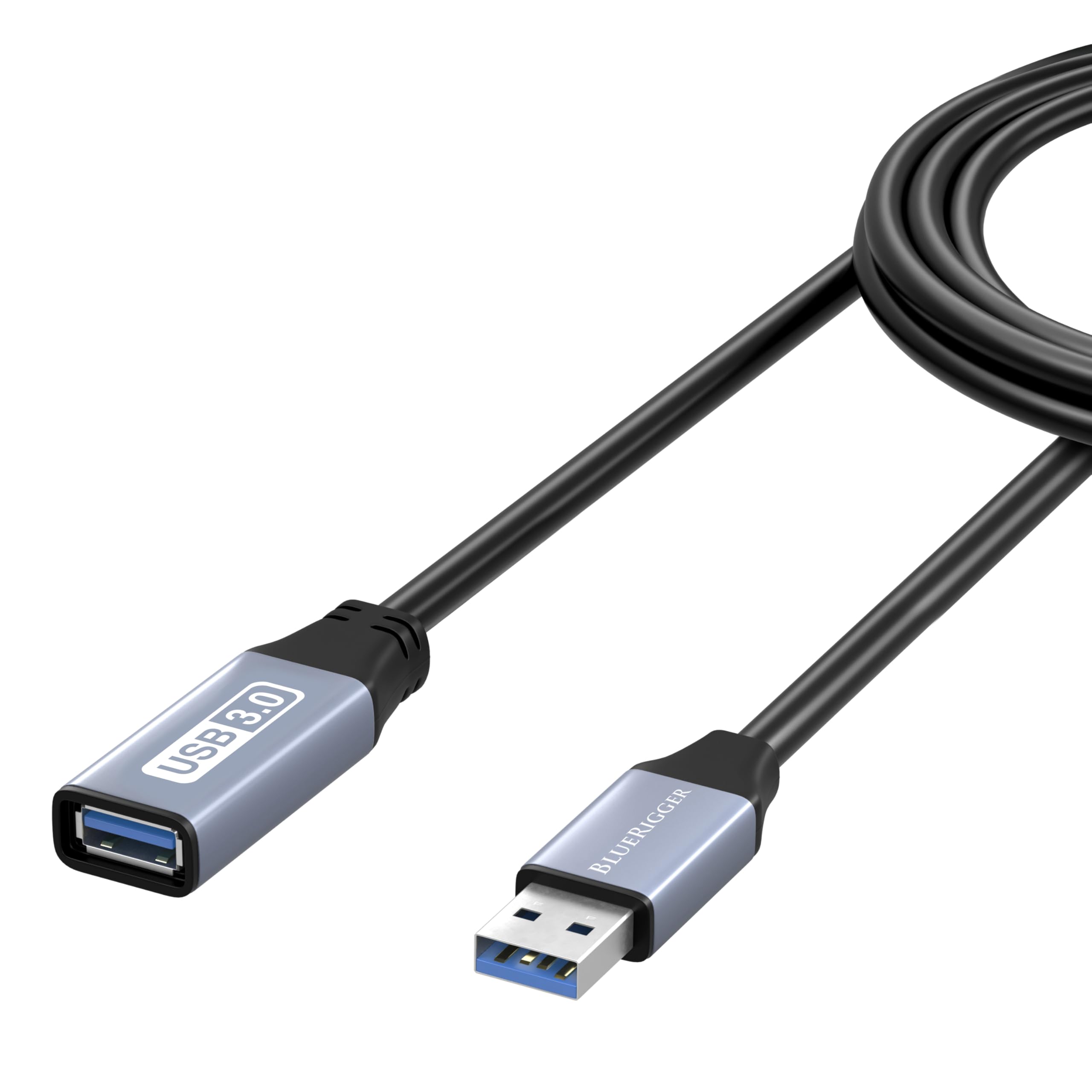 Bluerigger Usb 3.0 Extension Cable (10Ft - 2Pack, 5 Gbps, In-Wall Cl3 Rated, Type A Male To Female Cord) - Short Usb Repeater Ex