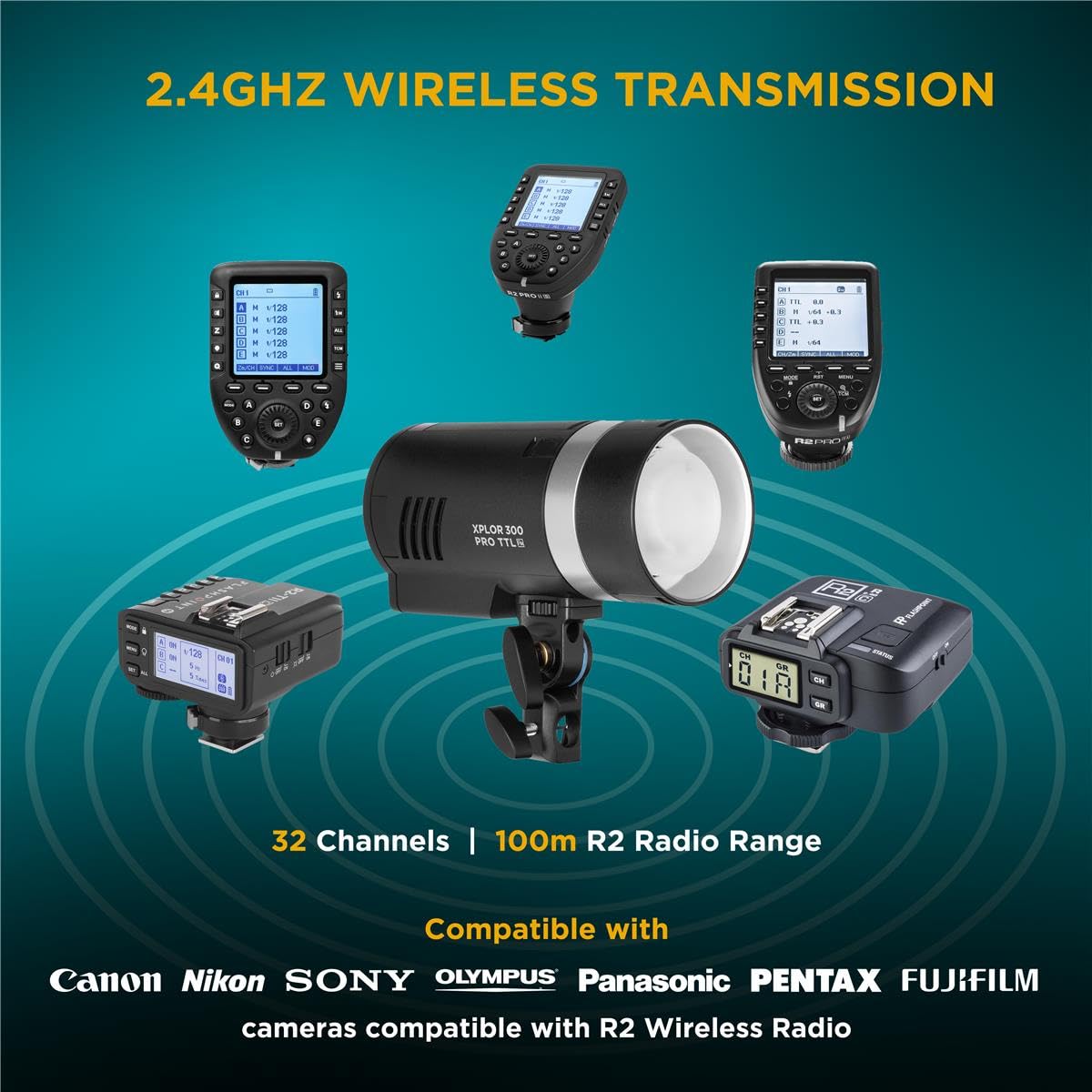 Flashpoint Xplor 300 Pro Ttl R2 Battery Powered Portable Monolight For Strobe Light Photography, 300Ws, 2.4G Hss 1/8000 2600Mah