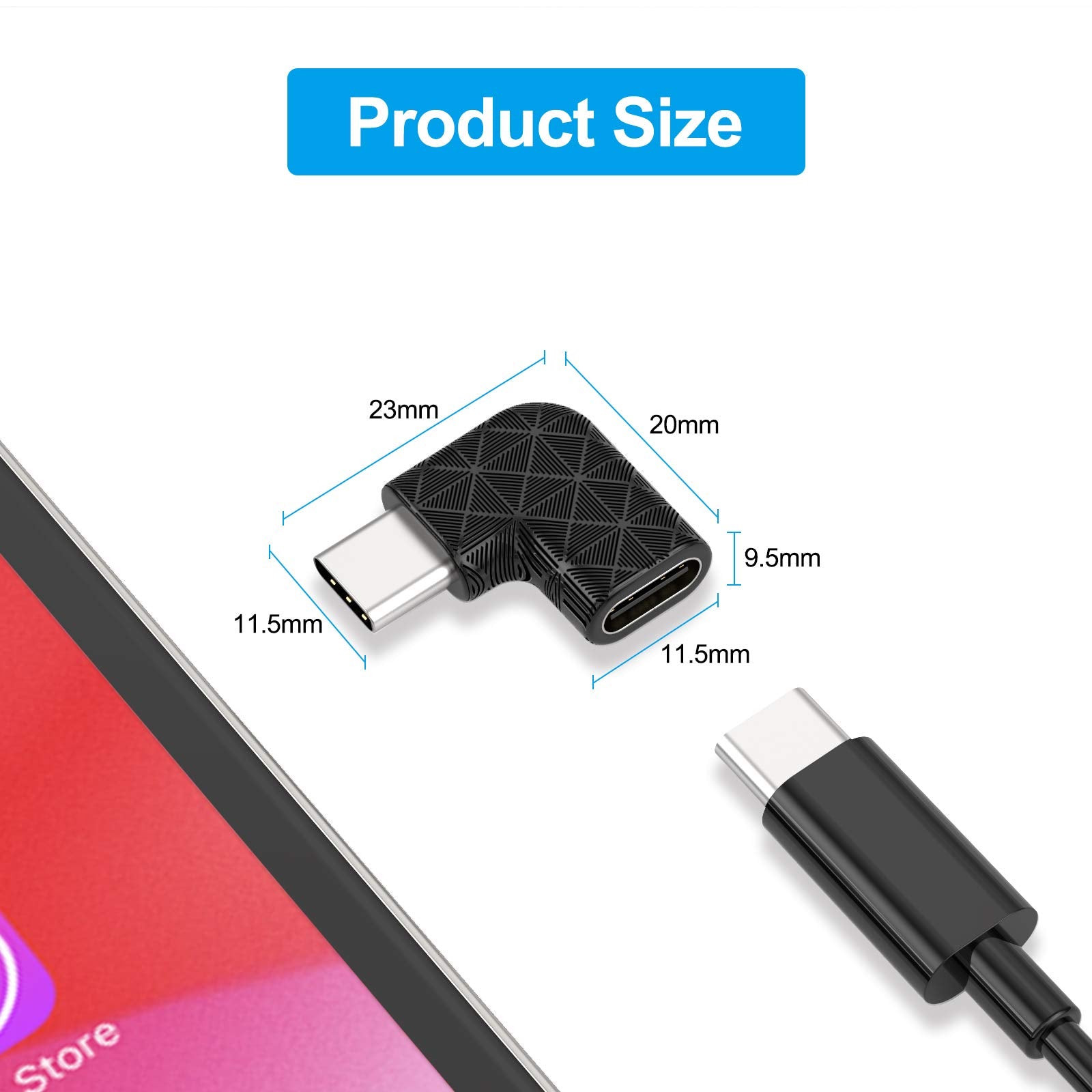 Usb C Right Angle Adapter,90 Degree Usb C To Usb Type-C Male To Female Adapter (3 Pack). Support Usb-C 3.1 Pd 100W Quick Charge