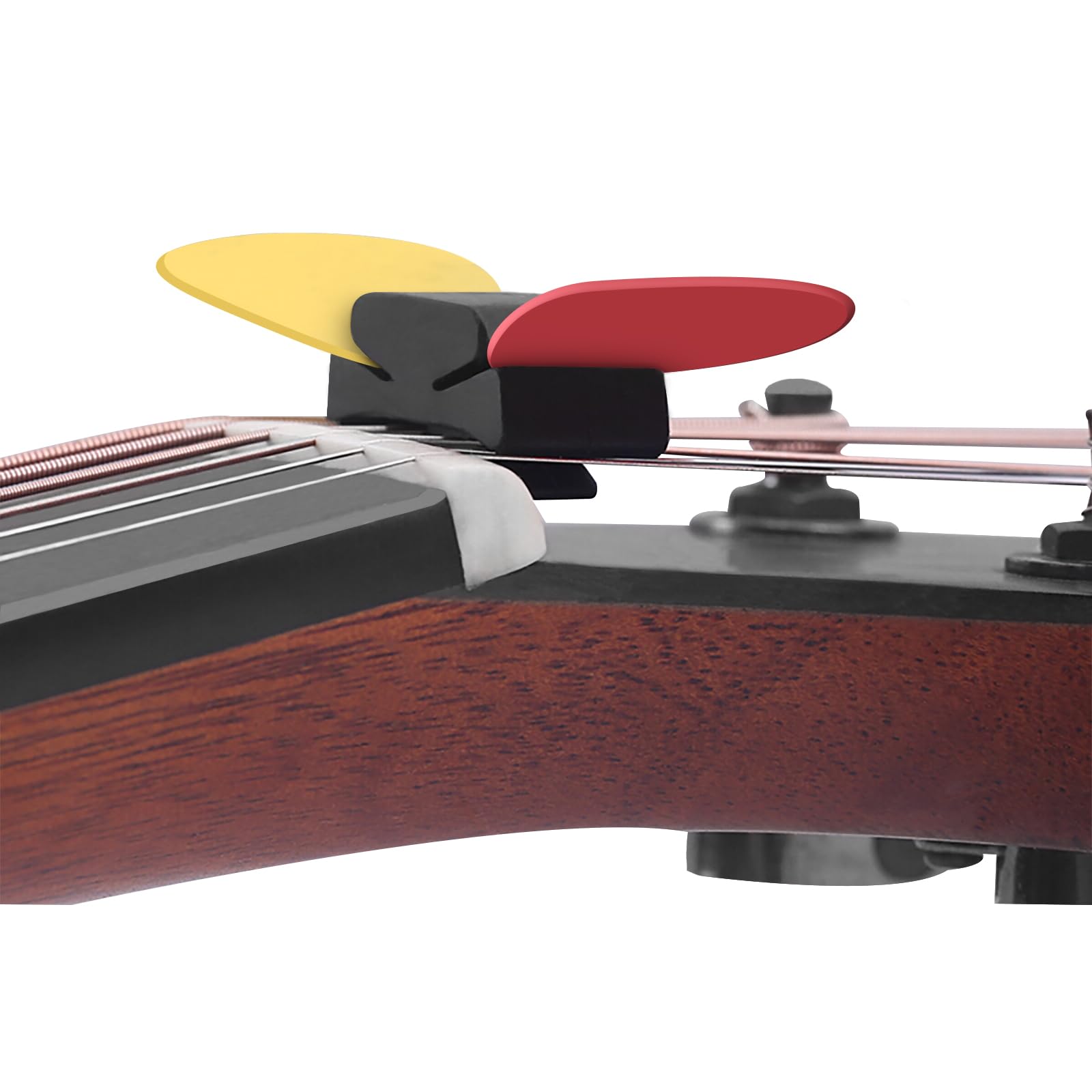 Linkidea 6 Pack Rubber Guitar Headstock Pick Holder, Pickholder For Guitar, Bass, Ukulele (Black)