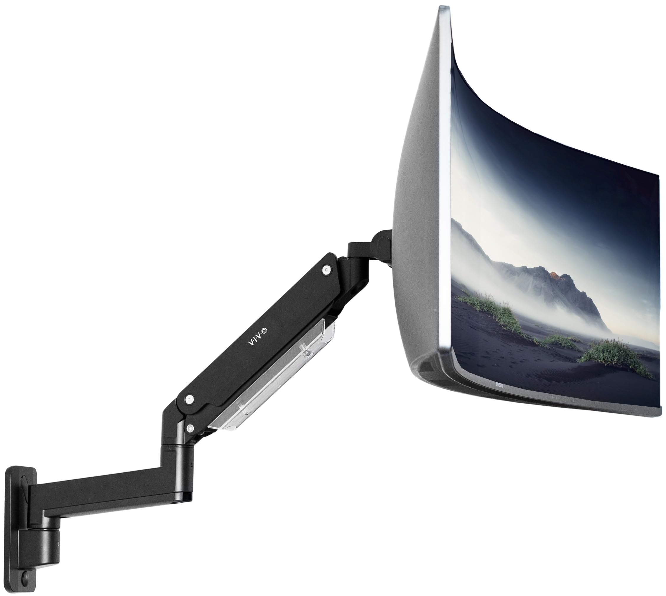 VIVO Premium Aluminum Heavy Duty Monitor Arm for Ultrawide Screens up to 49 inches and 44 lbs, Single Wall Mount, Pneumatic Height, Max VESA 100x100, Black, MOUNT V101G1