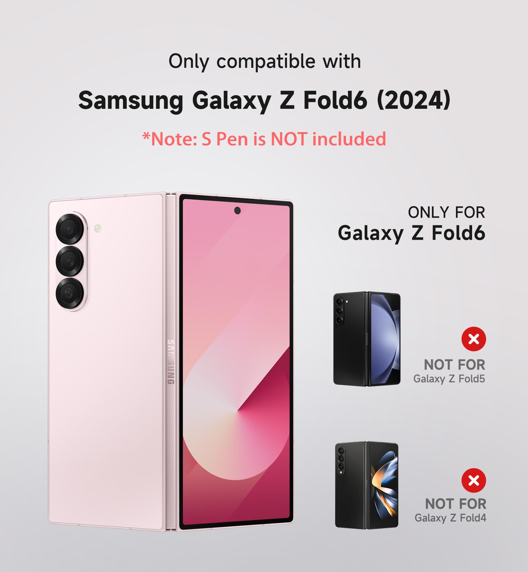 Suritch For Samsung Galaxy Z Fold 6 Case With Kickstand And S Pen Holder [S Pen Not Included], Phone Case For Z Fold 6 2024 -Lig