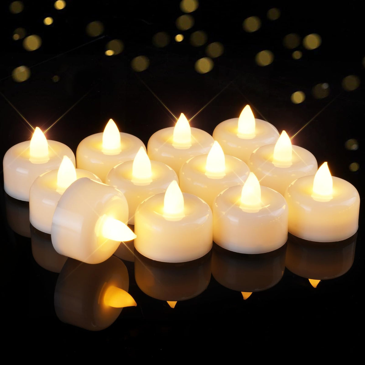 Raycare 12/24/50/100/150Pack Battery Operated Tea Lights Candles, Long Lasting Fake Candles, Flameless Led Tea Lights, Electric 