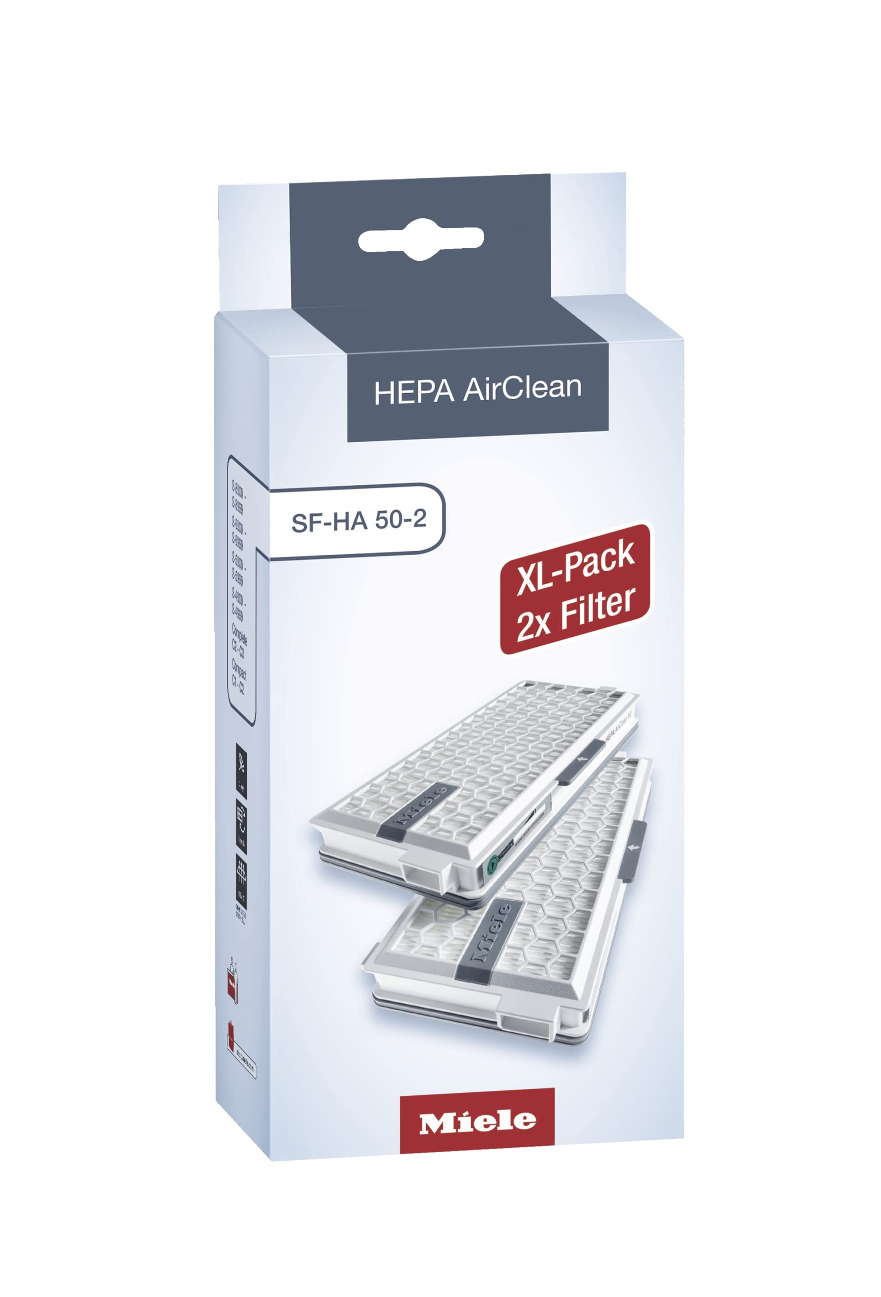 Miele Hepa Airclean Sfha50 2 Vacuum Filter, 12 Month Lifespan, With Timestrip Filter Change Indicator   Xl Pack For 2 Years Of Clean Air