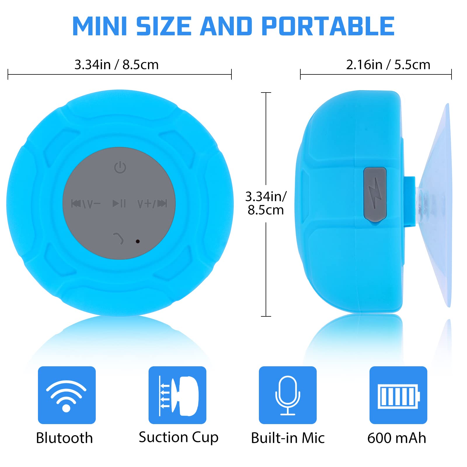 Annlend Bluetooth Shower Speaker Waterproof Portable Wireless Water Resistant Speaker Suction Cup,Built In Mic,4 6Hrs Of Playtim