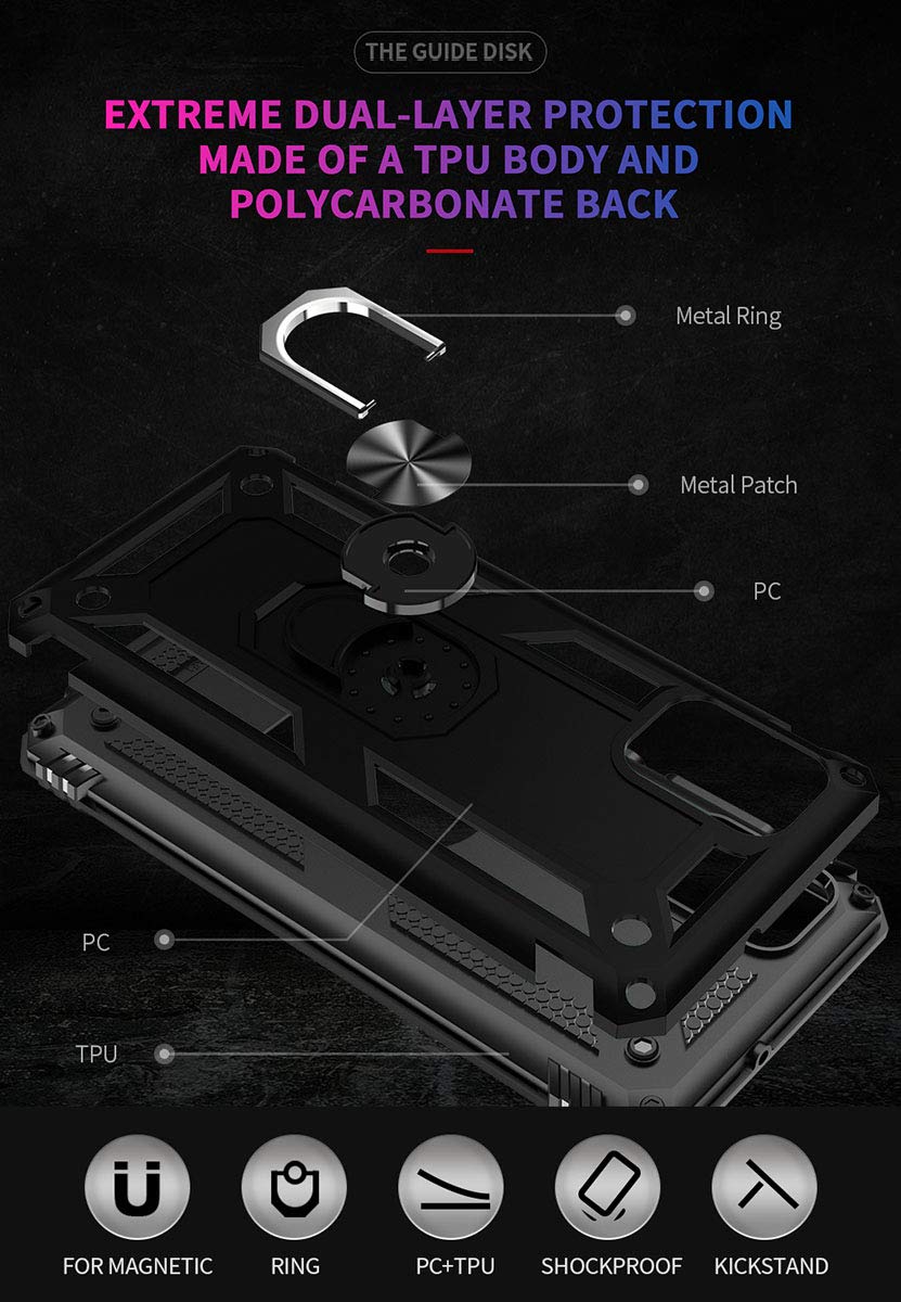 Addit A71 5G Case/A91 Case/S10 Lite Case/M80S Case, Military Grade Protective Case With Ring And Car Mount Kickstand For Samsung