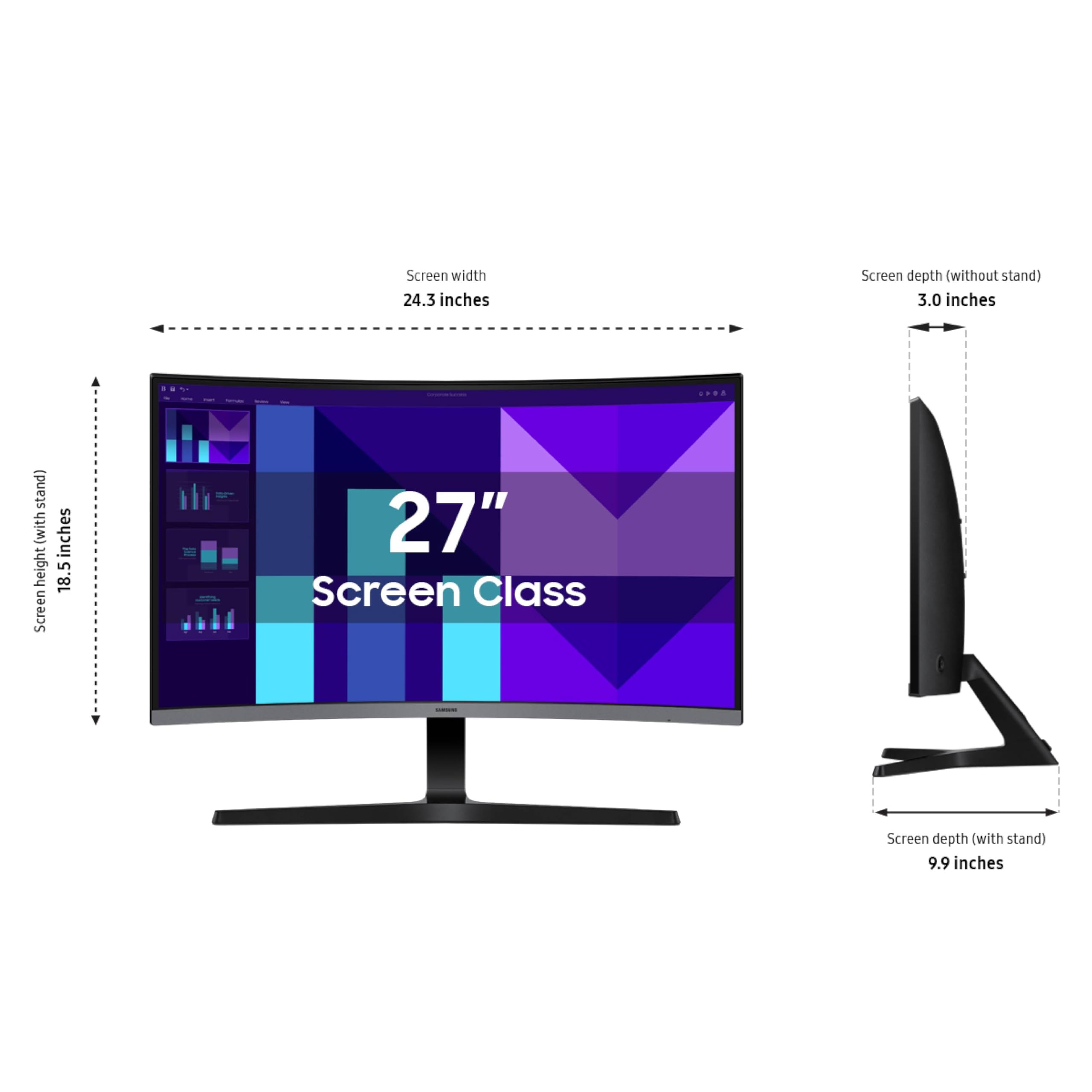 Samsung 27-Inch S3 (S39Gd) Fhd 100Hz Curved Monitor, Game Mode, Eye Saver Mode, Multiple Connectivity With Hdmi Port, Ls27D396Ga