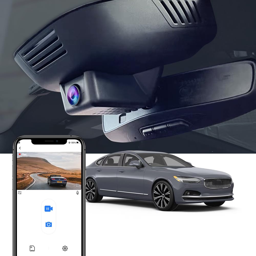 Fitcamx 4K Dash Cam Suitable For Volvo V90 Xc60 S90 2022 2023 2024 B5 B6 T8 (Model B), Oem Factory Look, 2160P Uhd Video, Loop R