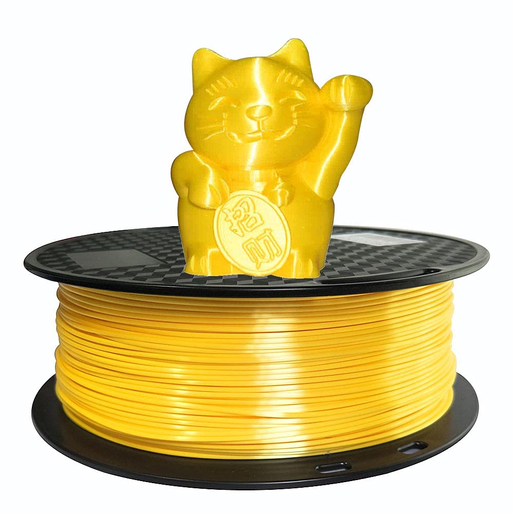 Silk Yellow Pla Filament 1.75 Mm 3D Printer Filament 1Kg 2.2Lbs Spool Silky Shiny Shine Metallic Yellow 3D Printing Material Cc3