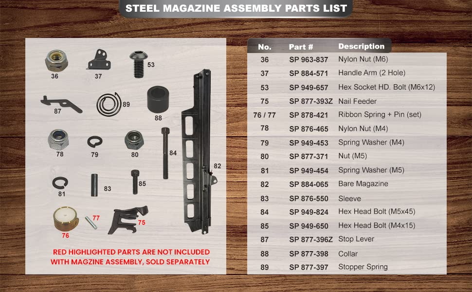 Superior Parts Sp 885 827 Aftermarket Magazine Assembly (Steel) 1 Hole For Hitachi Nr83A, Nr83A2, Nr83A2(S), Nr83A3, Nr83A23S Fr