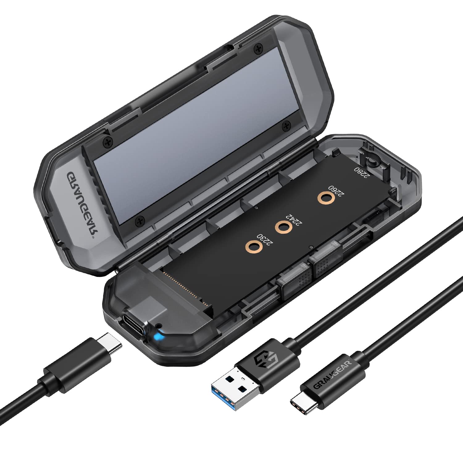 Graugear M.2 Nvme Sata Ssd Enclosure Adapter Tool Free, Usb C Usb3.2 Gen2 10Gbps M2 Ssd Enclsoure External Case Support Uasp Tri