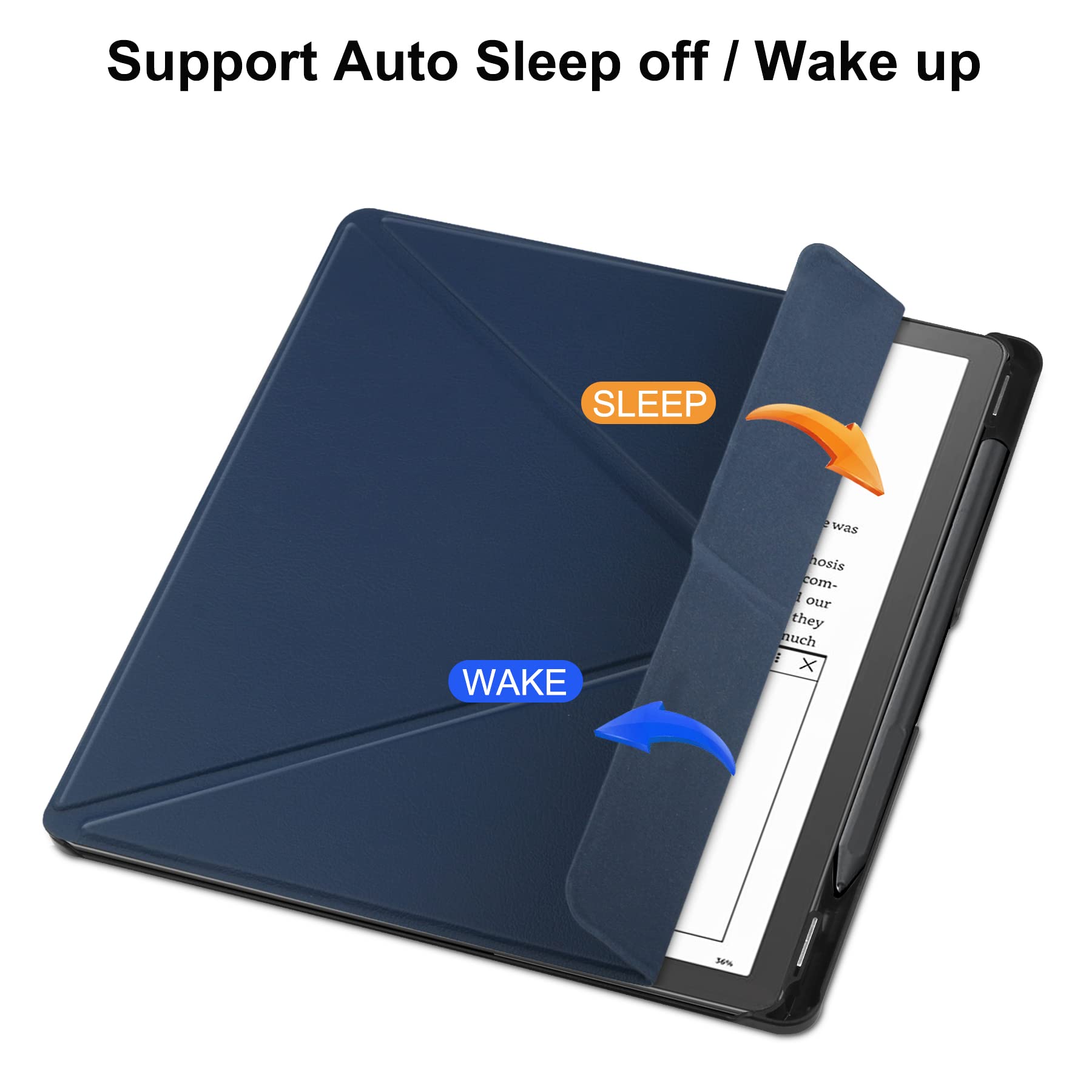 Kuroko Slimshell Case For Kindle Scribe 10.2    2022 Released, Origami Standing Lightweight Pu Leather Stand Smart Cover With Pe