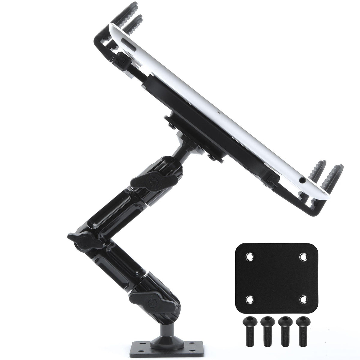 Tackform Industrial Metal Drill Base Tablet Mount [Enduro Series] - iPad Holder for Wall or Truck. ELD Mount | Compatible with iPad Mini, IPad Pro 12.9, Galaxy S, Surface Pro & Switch