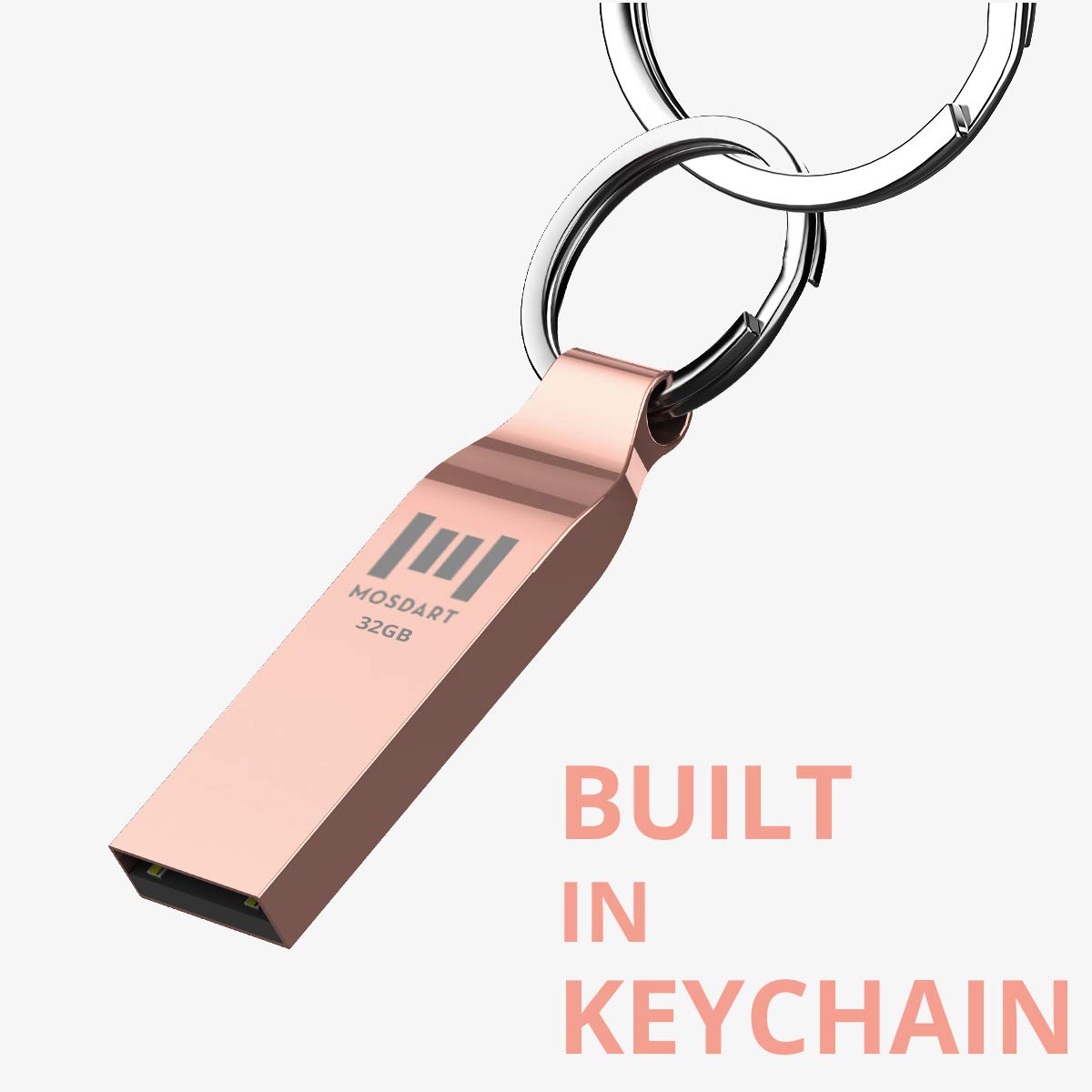 Mosdart 32Gb Fat32 Usb 2.0 Flash Drive Metal Thumb Drive With Keychain 32 Gb Waterproof Jump Drive 32G Memory Stick For Storage